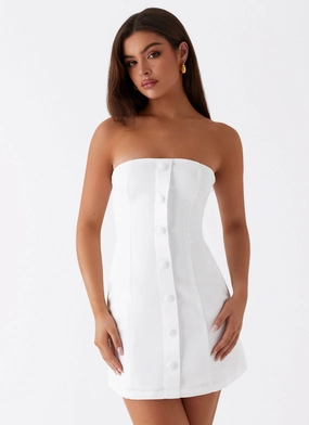 Smart Vibe Statement Neck Good Lies Mini Dress - White