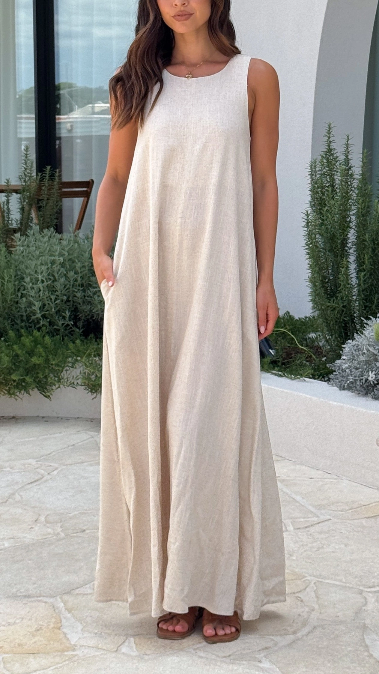 Festive Mood Darcy Maxi Dress - Oatmeal