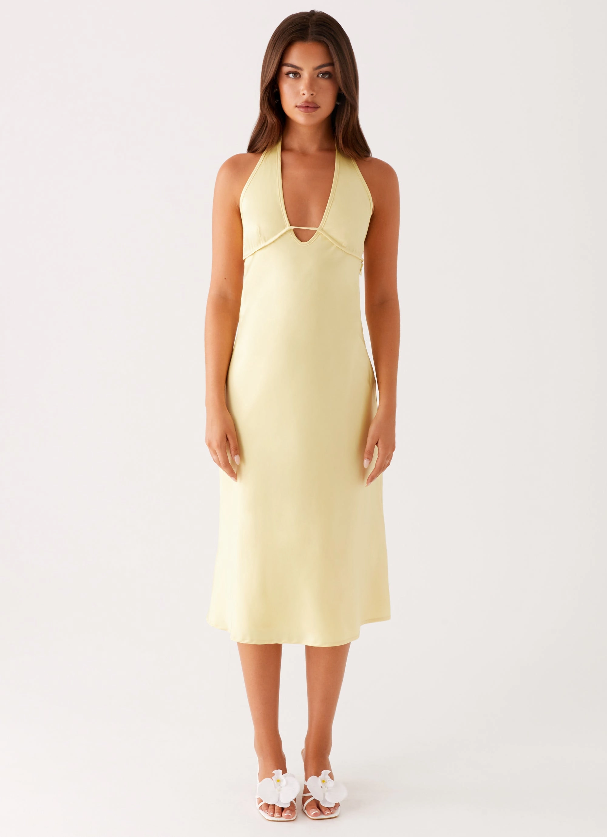 Davies Midi Dress - Yellow Applique-Detail