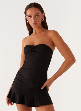 Delmi Bustier Mini Dress - Black Elegant Touch Trend Texture