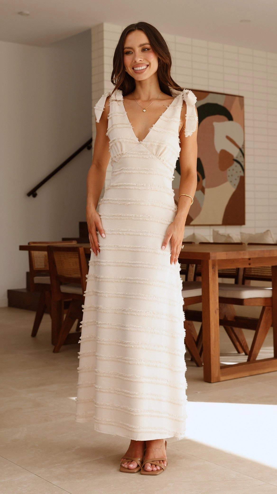 Dela Maxi Dress - Cream Linen Vibe