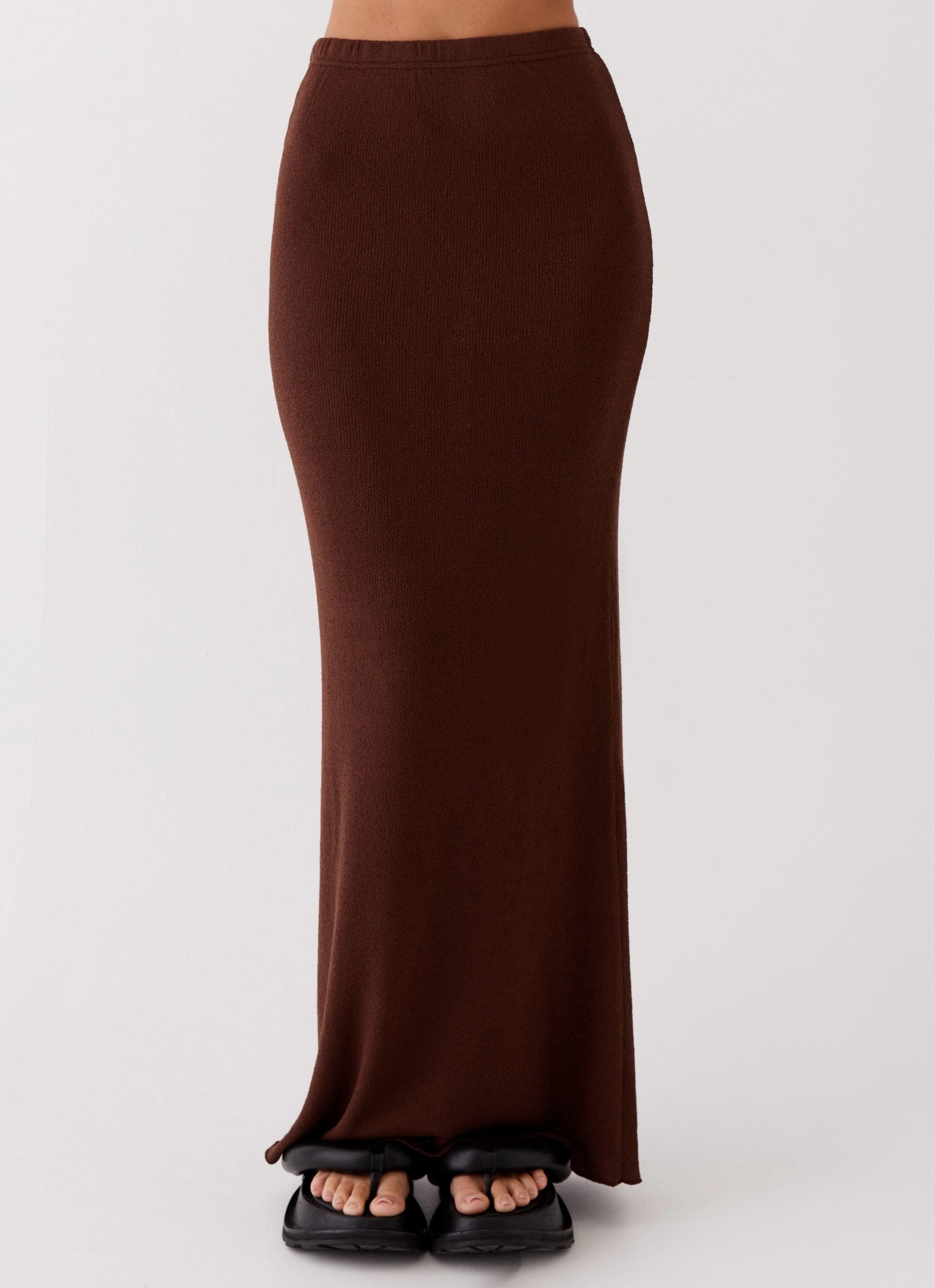Relaxed Vibes Refined Mood Delicate Lady Knit Maxi Skirt - Chocolate