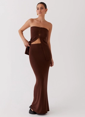 Photography Session Anti Pilling Treatment Delicate Lady Knit Maxi Skirt - Chocolate