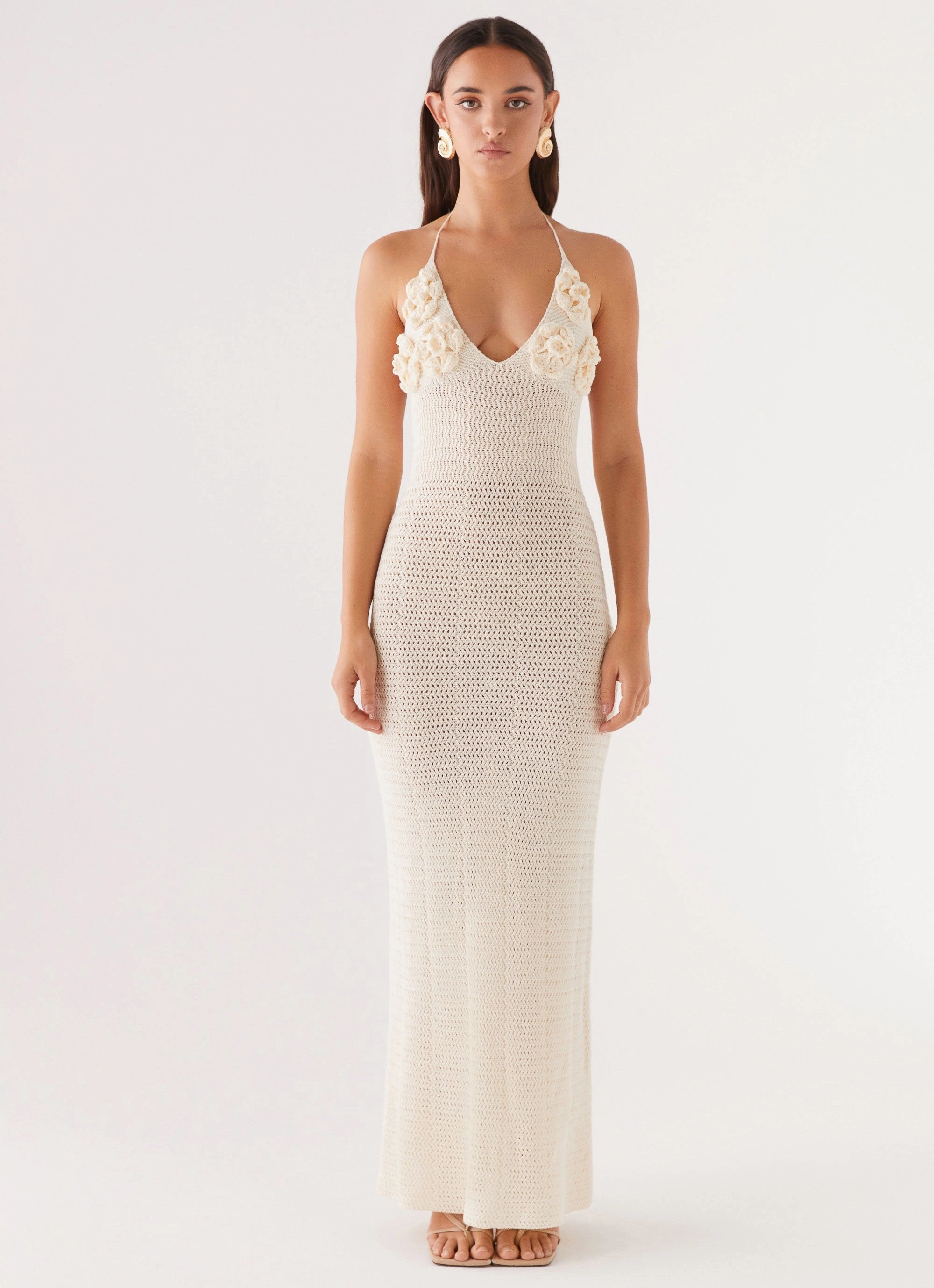 Modern and Stylish Zara Rose Crochet Maxi Dress - Ivory