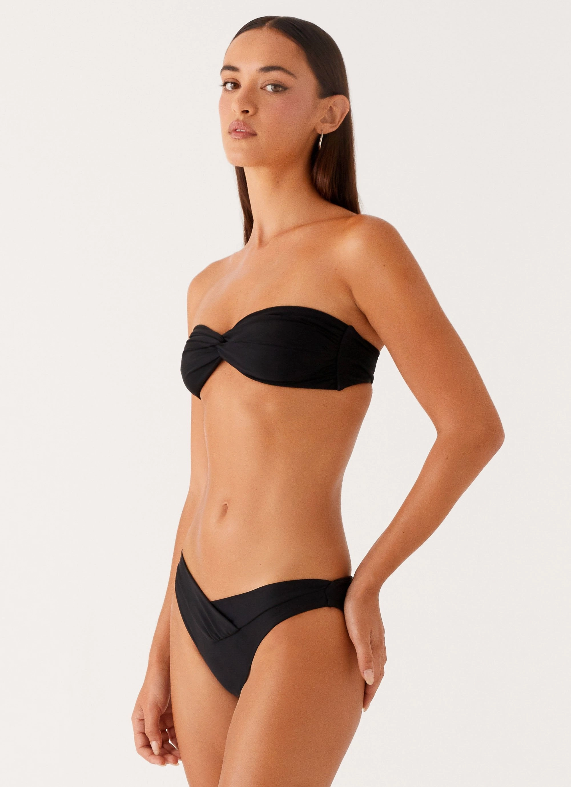 Reef Safe Materials Soft Touch Lining Delta Bandeau Bikini Top - Black