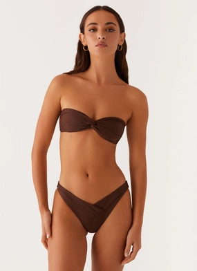 Delta Bikini Bottoms - Brown Flexible Boning Structure Reinforced Edges