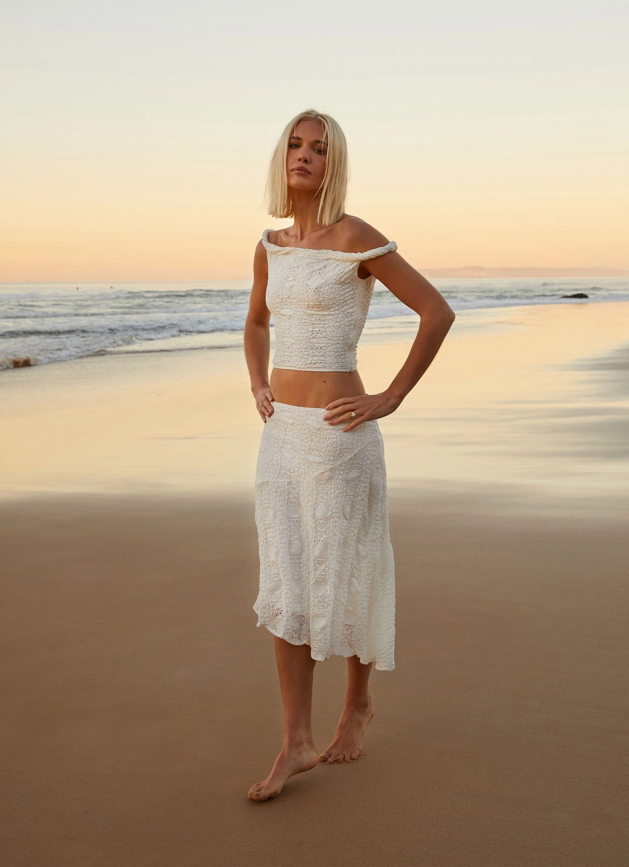 beaded embellishment Diamond Sky Midi Skirt - White