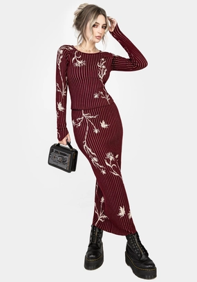 Diastella Floral Jacquard Rib Knit Maxi Skirt Chill Look Active Wear