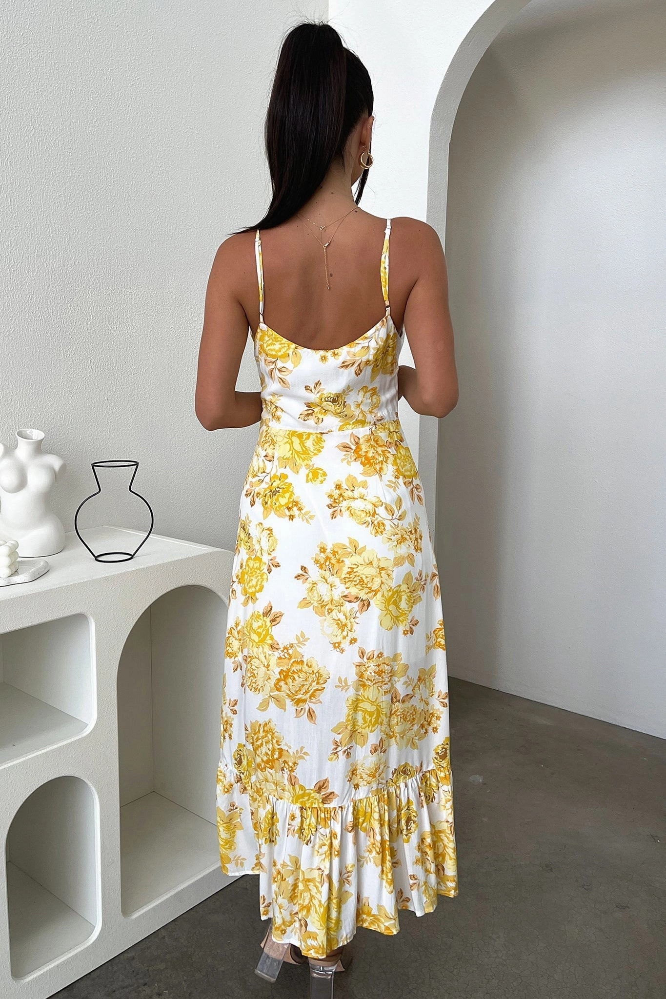 Luxe Look Perfect Cut Dilara Maxi Dress - Yellow Floral