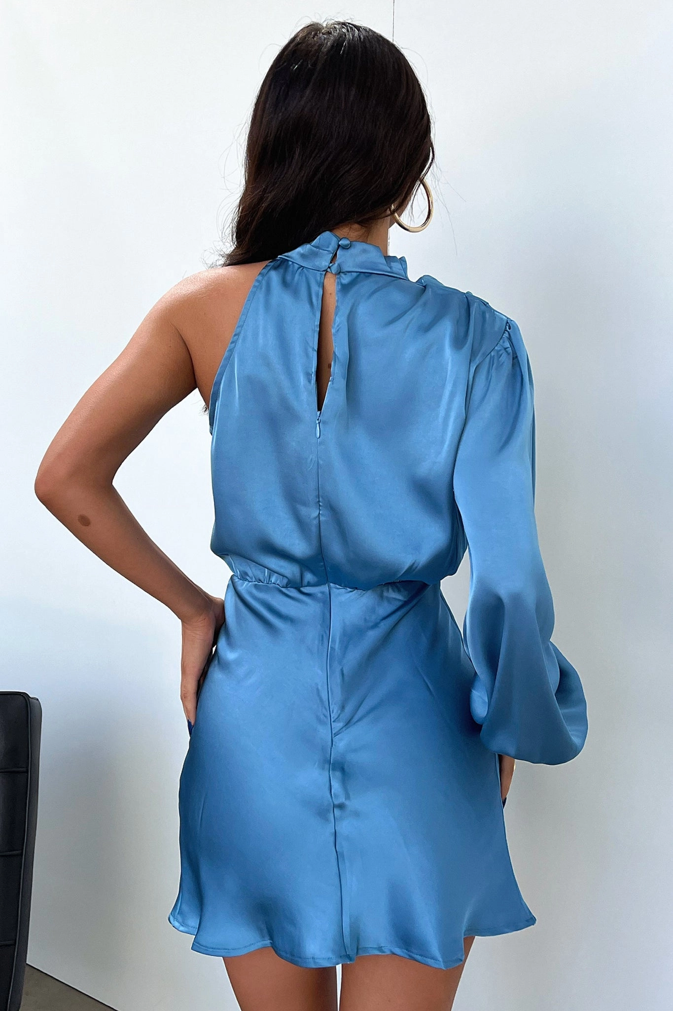 Santorini One Shoulder Dress - Blue Romantic Bloom