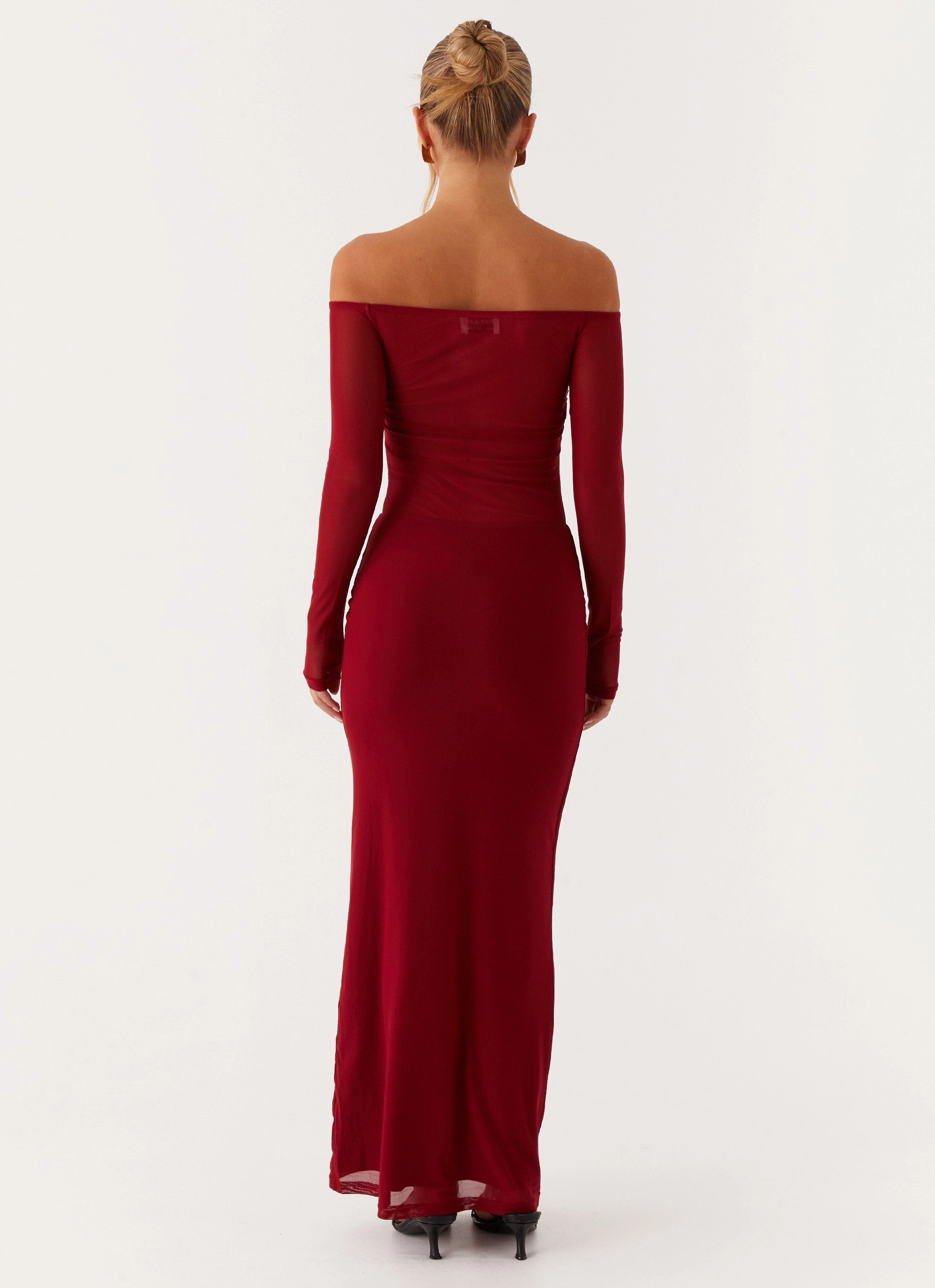 Divine Beauty Mesh Maxi Dress - Maroon Airy Drape