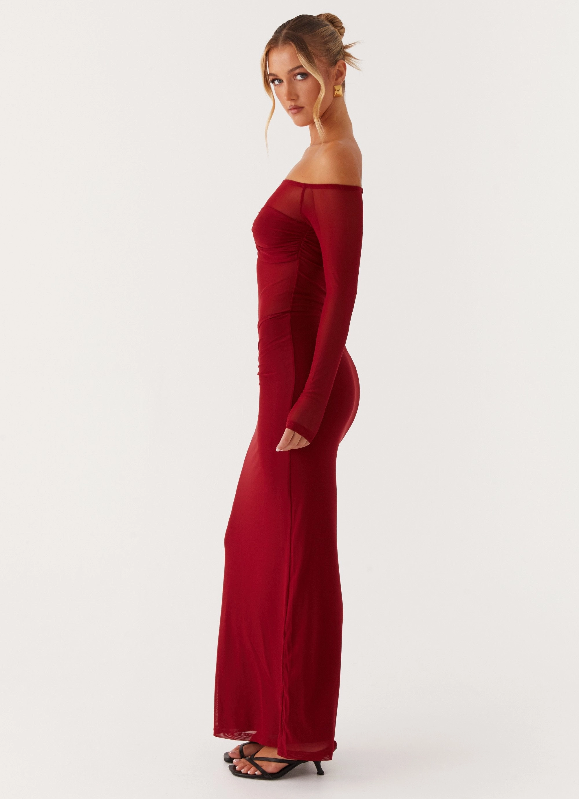 Divine Beauty Mesh Maxi Dress - Maroon Soft cotton dress