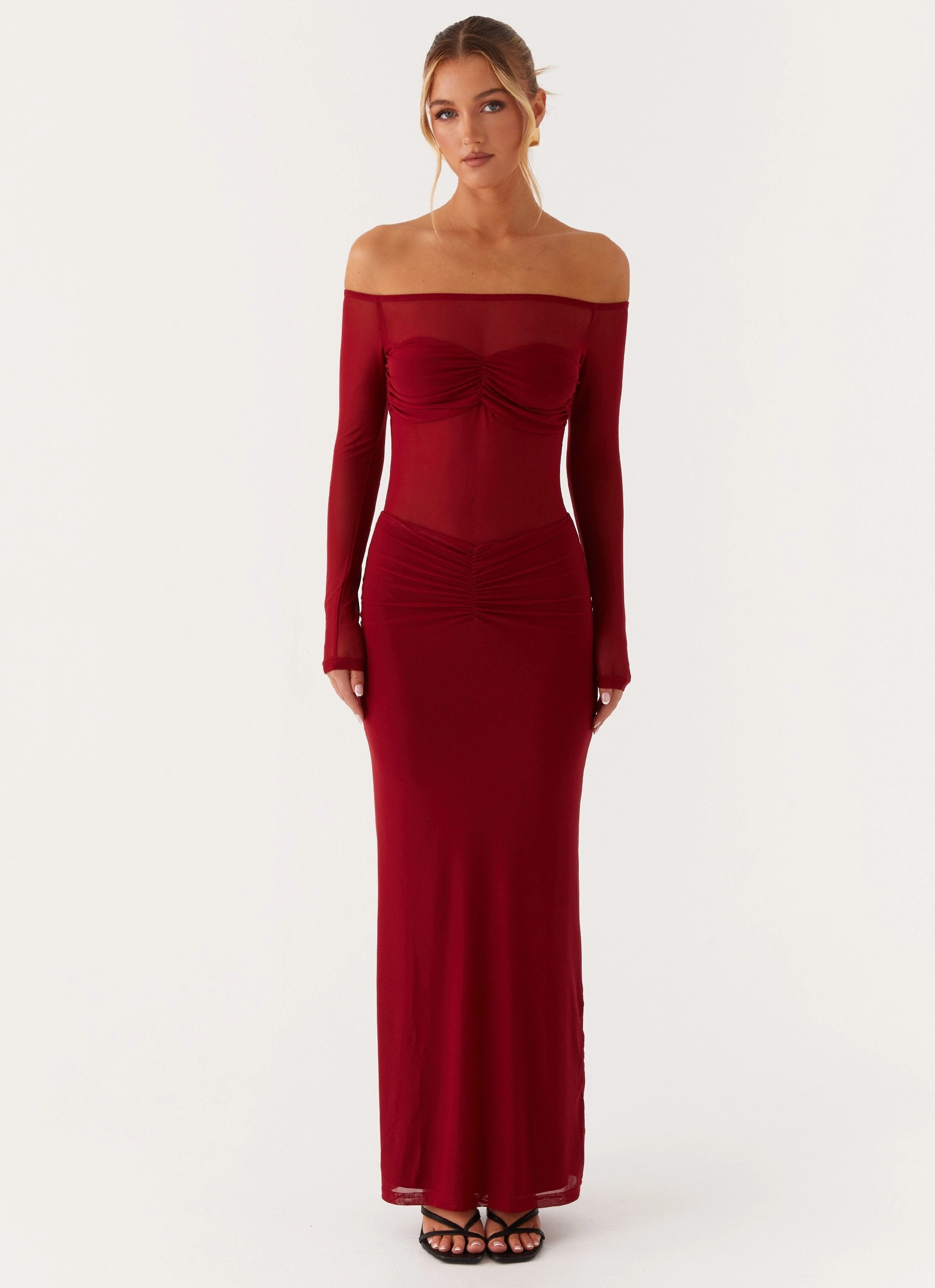 Divine Beauty Mesh Maxi Dress - Maroon Countryside-Style