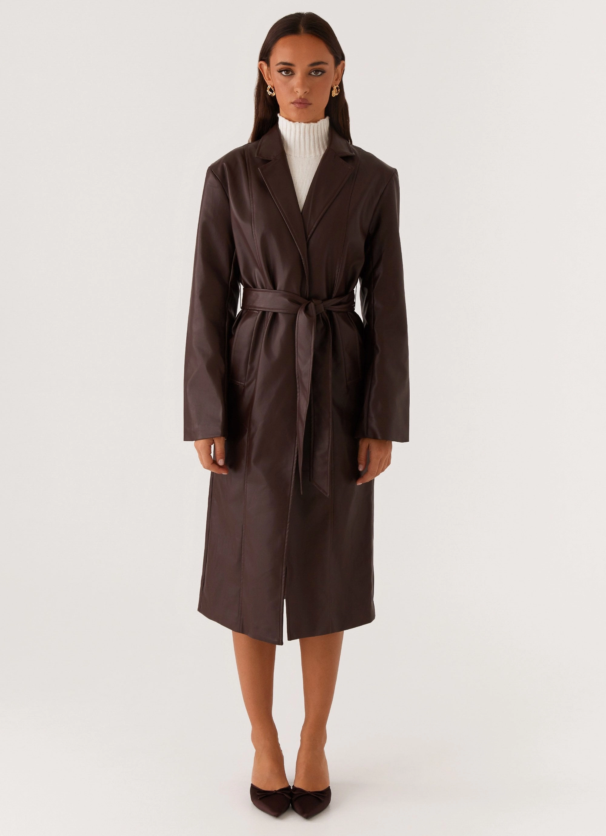 Friction Reducing Lining Zipper Closure Mechanism Dixie Trench Coat - Chocolate