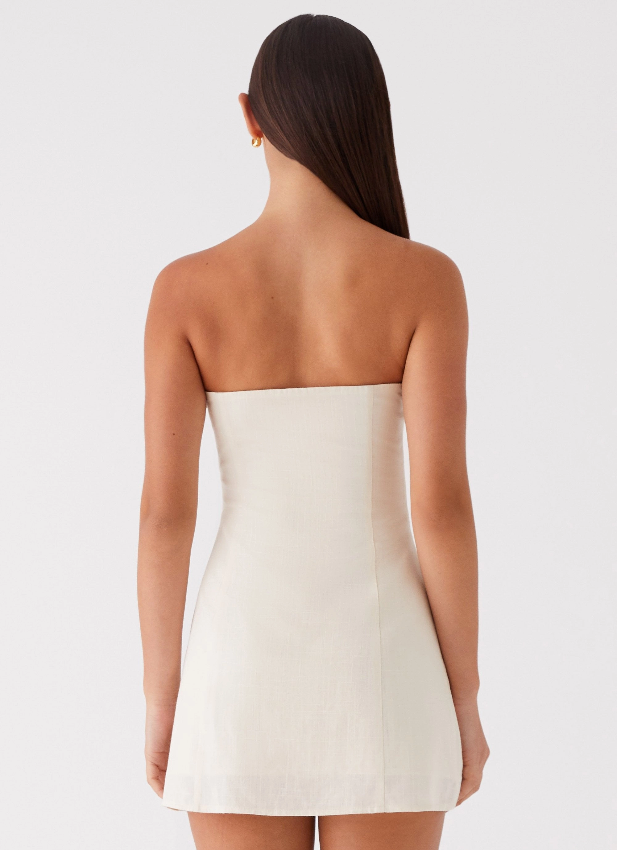 Do It That Way Linen Mini Dress - Ivory Neat Finish Effortless Look