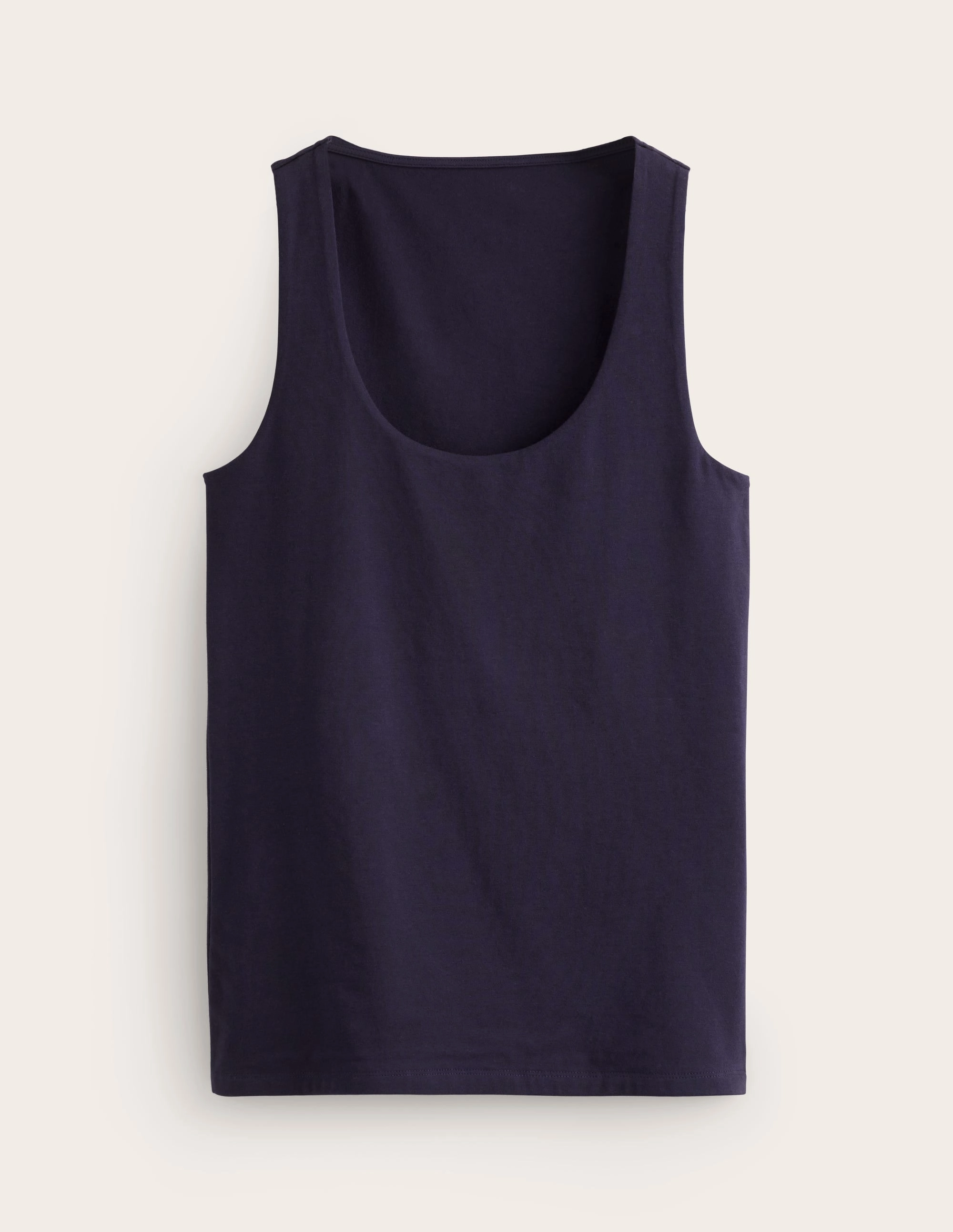 High Density Weave Double Layer Scoop Neck Vest-Navy