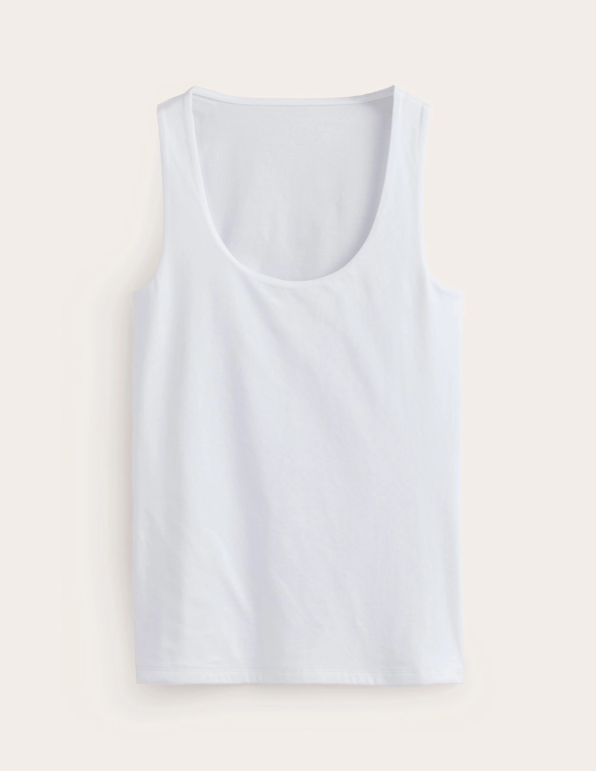 Double Layer Scoop Neck Vest-White EcoFriendly Dye