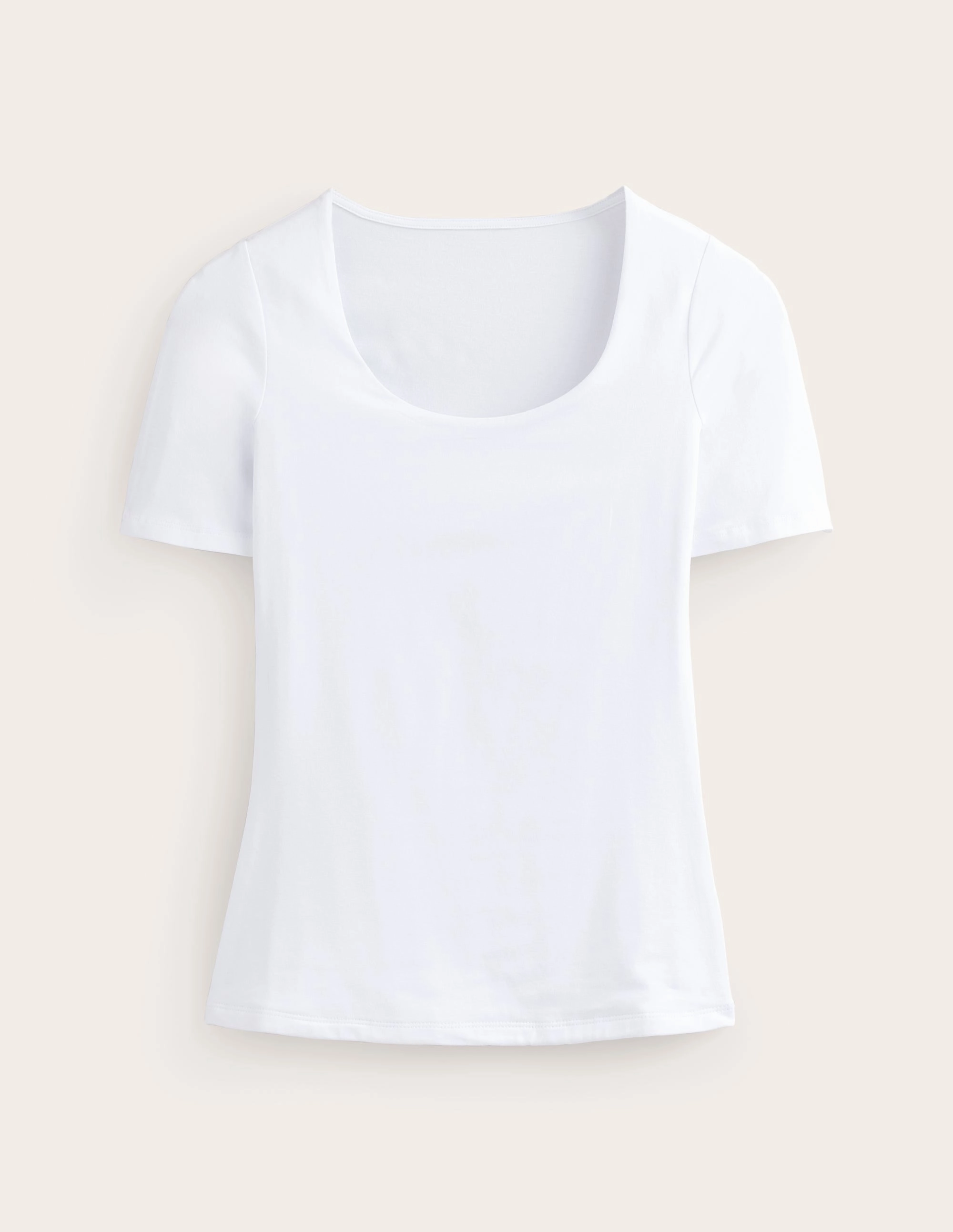UltraSoft Lining Reinforced Seams Double Layer Scoop T-shirt-White