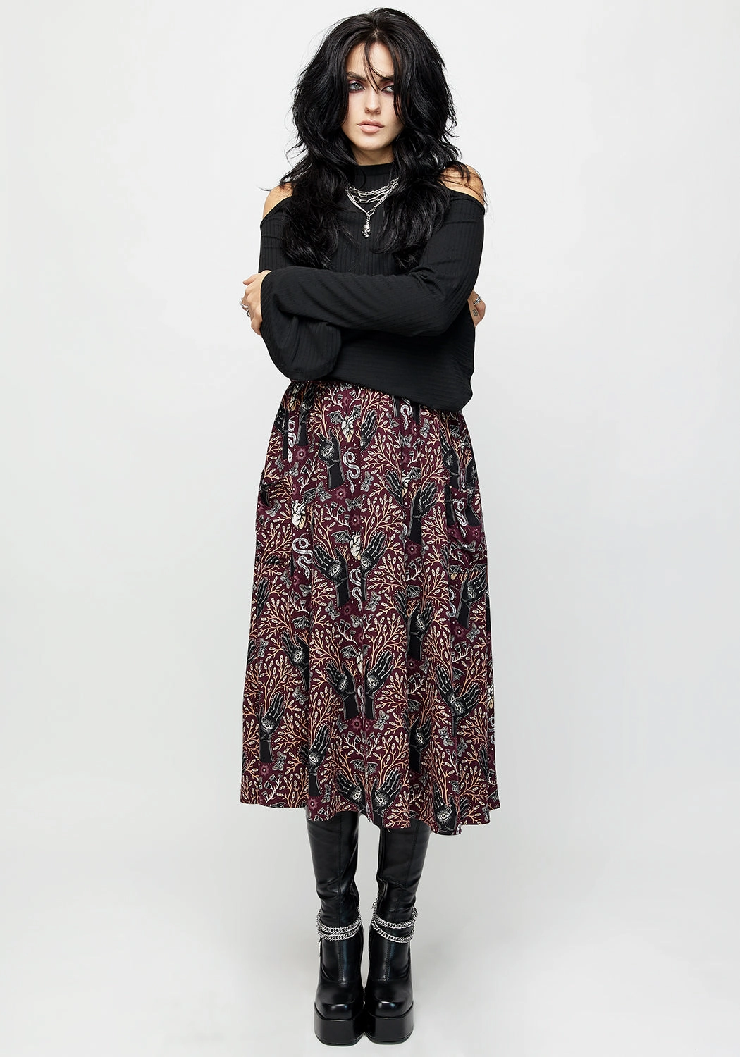 Lined interior Silk Touch Hemlock Tie Detail Midi Skirt