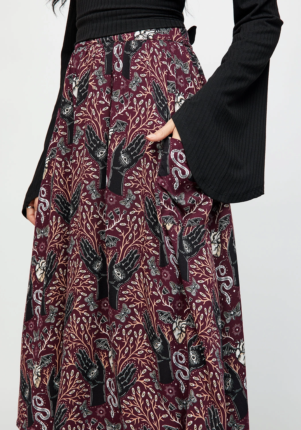 Hemlock Tie Detail Midi Skirt Bohemian vibe Heritage Craft