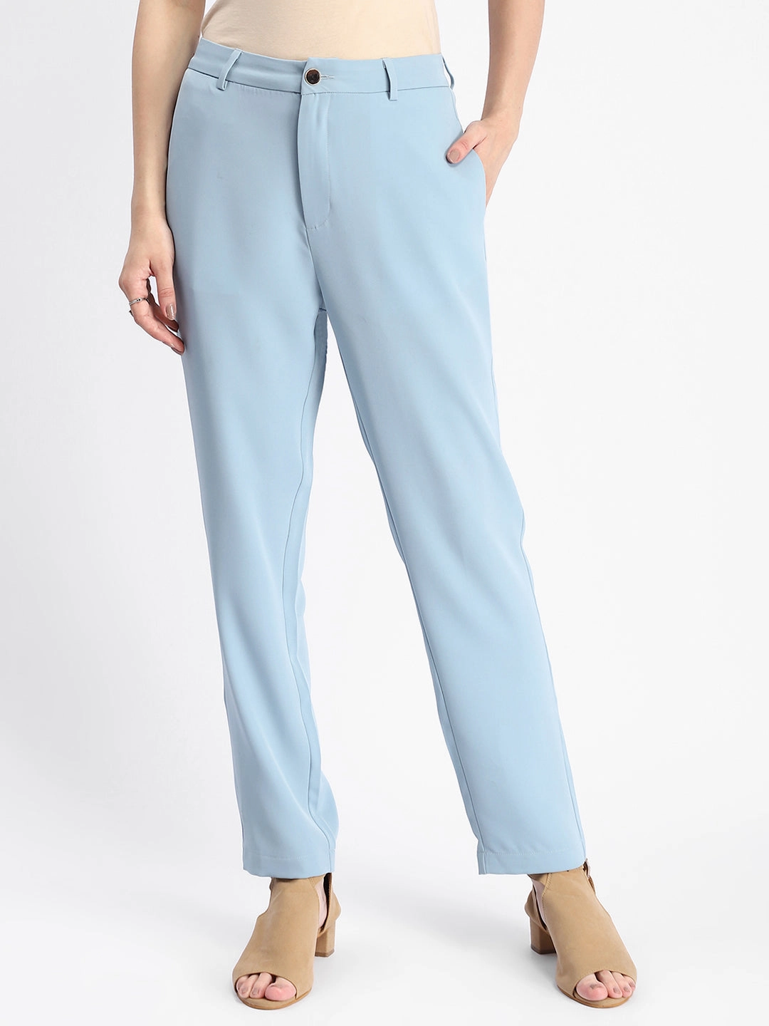 Madame Sky Blue Tapered Fit Trousers Sporty Layer No Ride Up Design