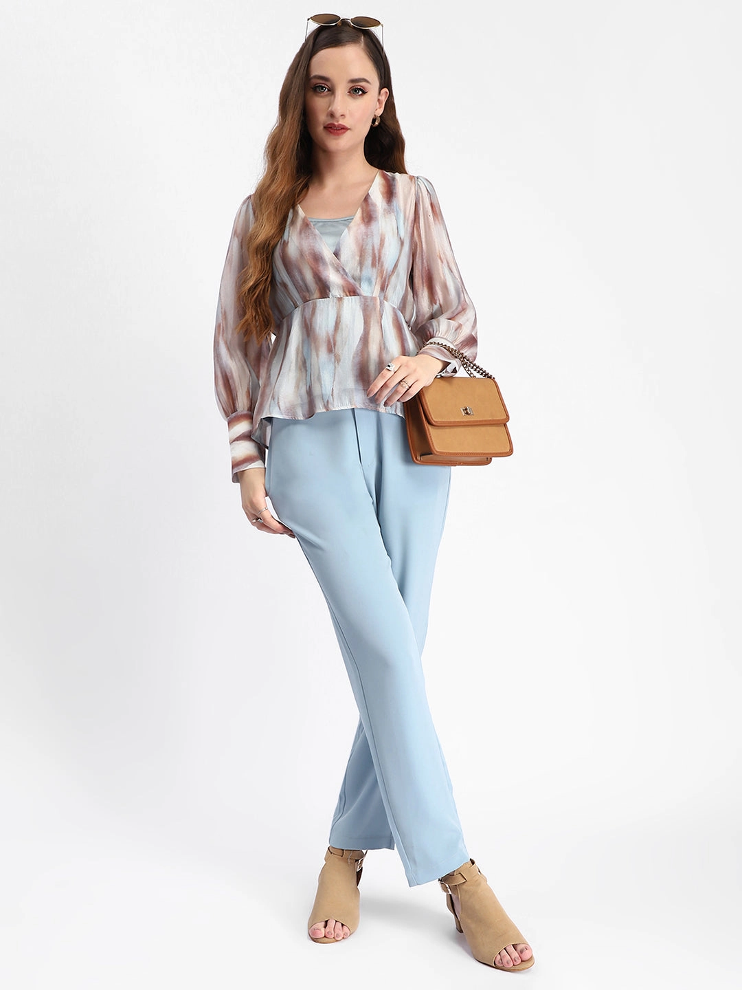 Madame Sky Blue Tapered Fit Trousers Flexible Comfort Wear