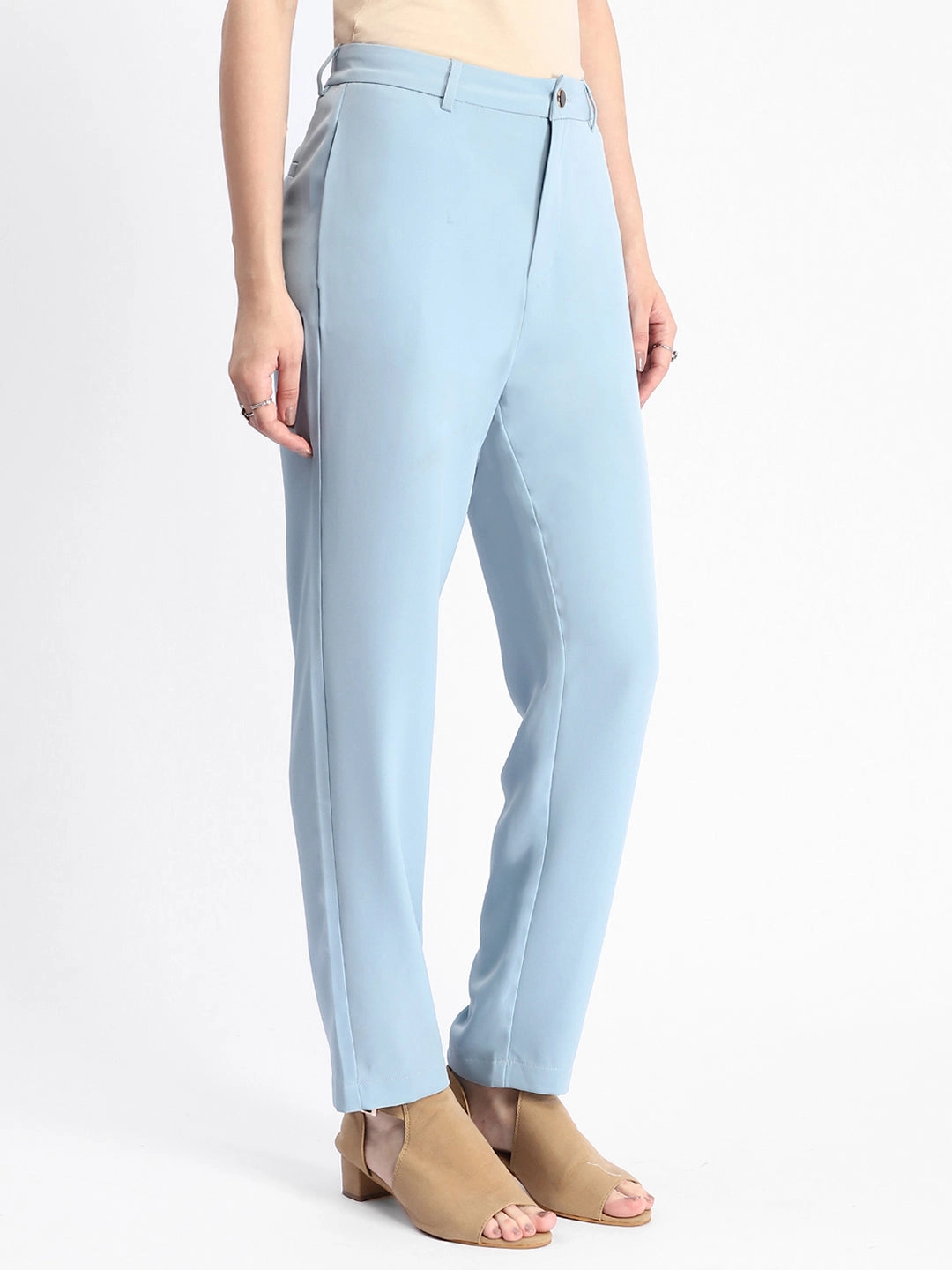 Layered Look Madame Sky Blue Tapered Fit Trousers