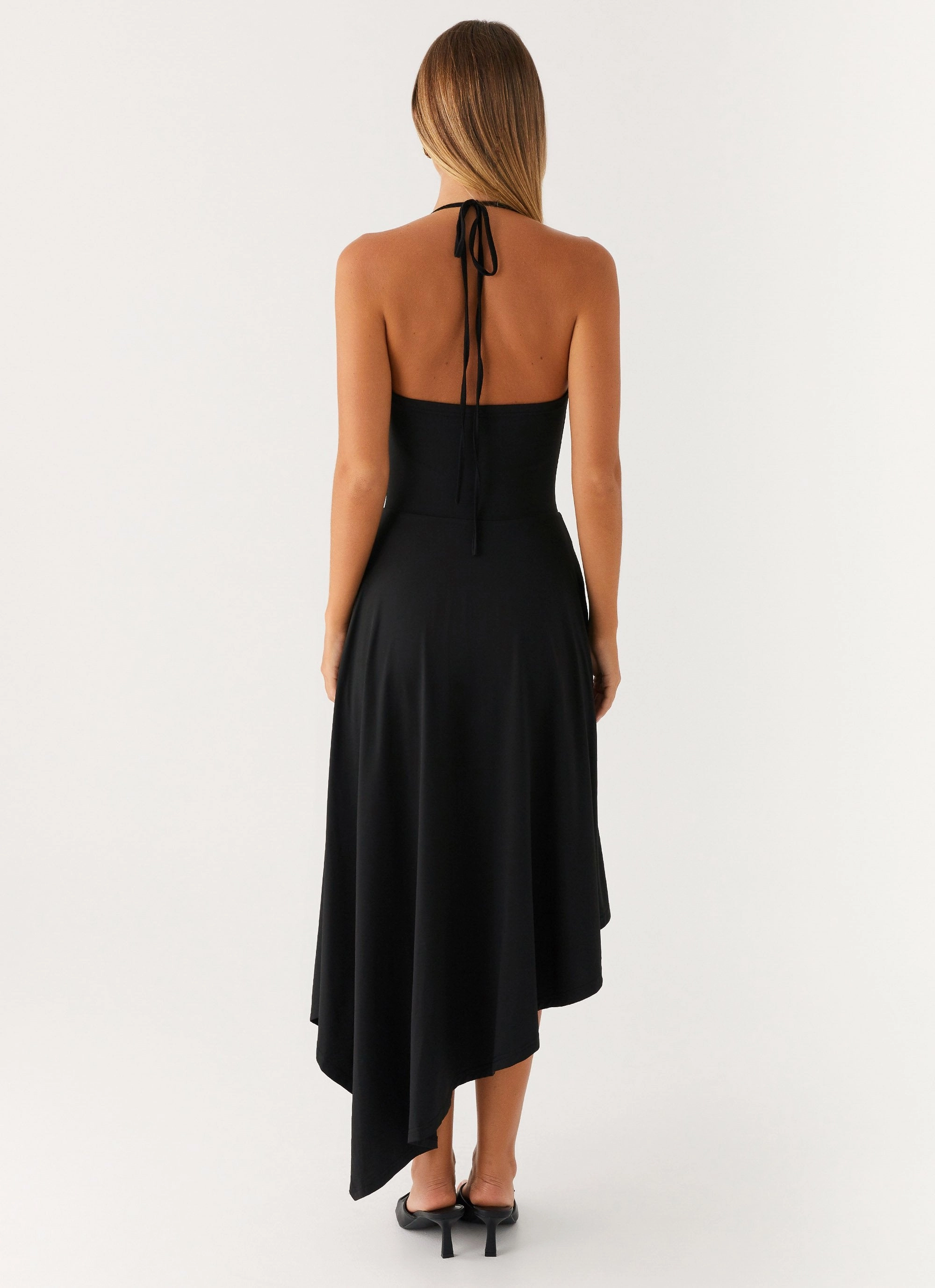 ruffle trim Vena Beaded Midi Dress - Black