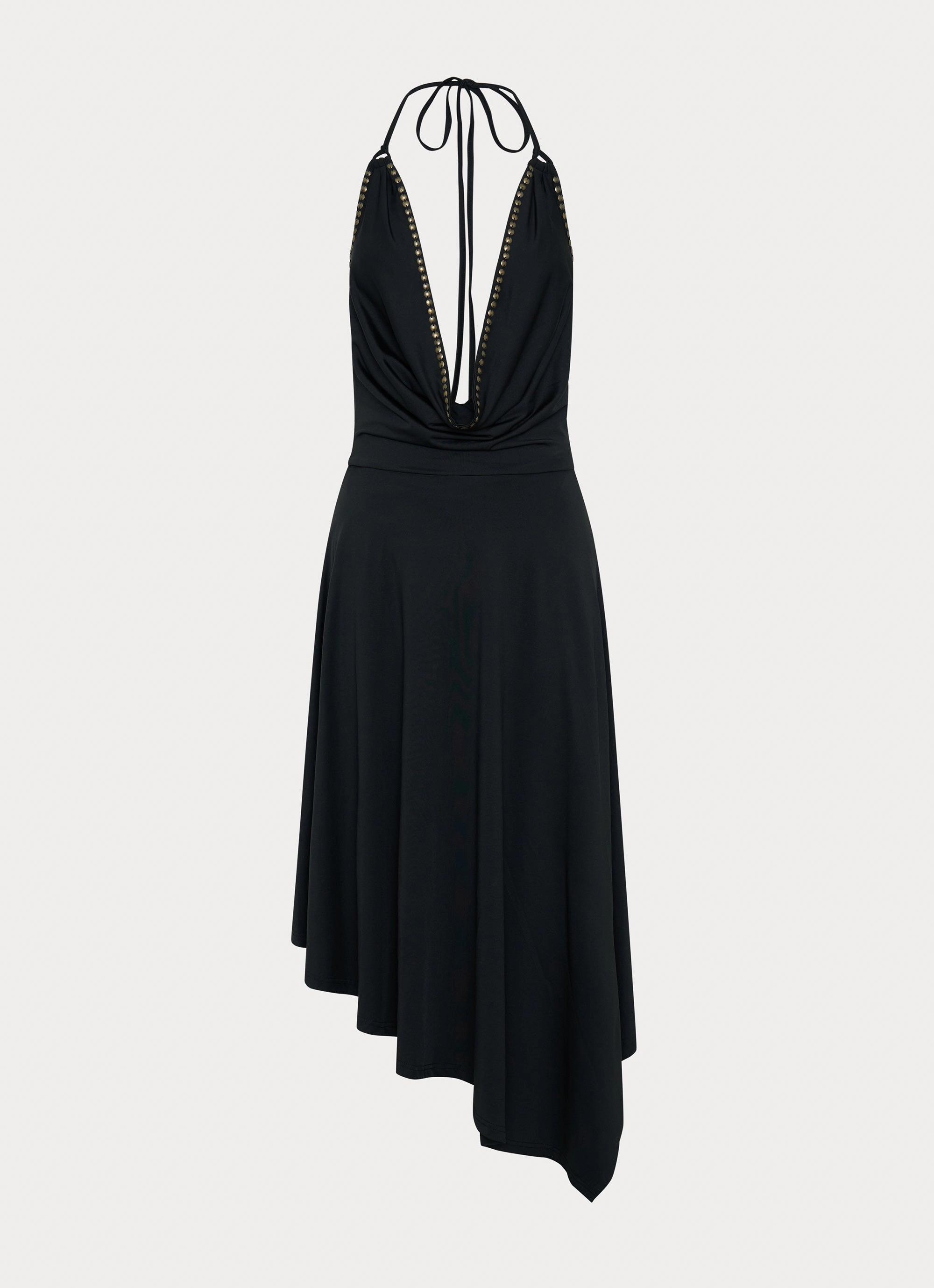 Balanced Tones Bare Arm Vena Beaded Midi Dress - Black