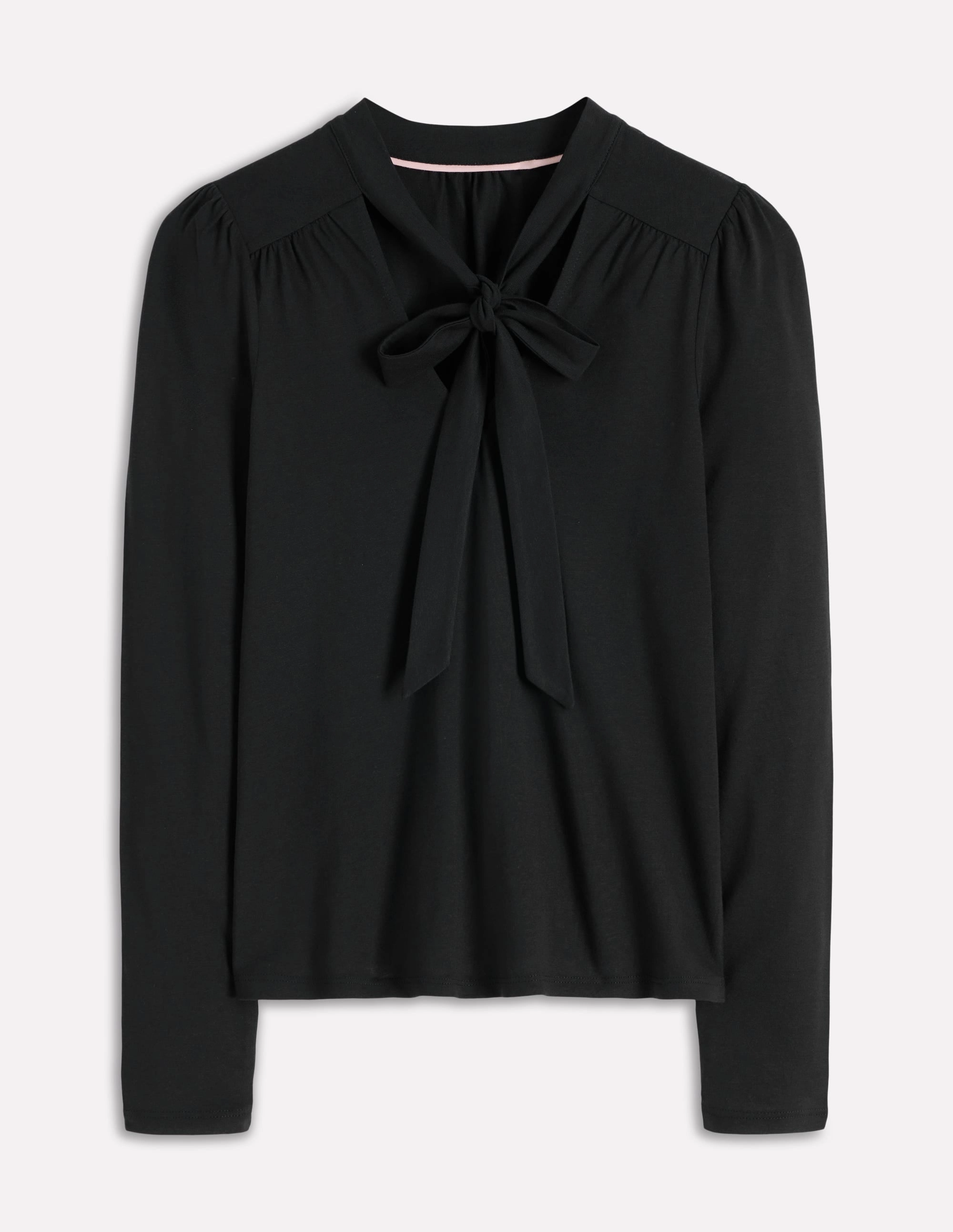 Bonded Seam Technique Tie Neck Supersoft Top-Black
