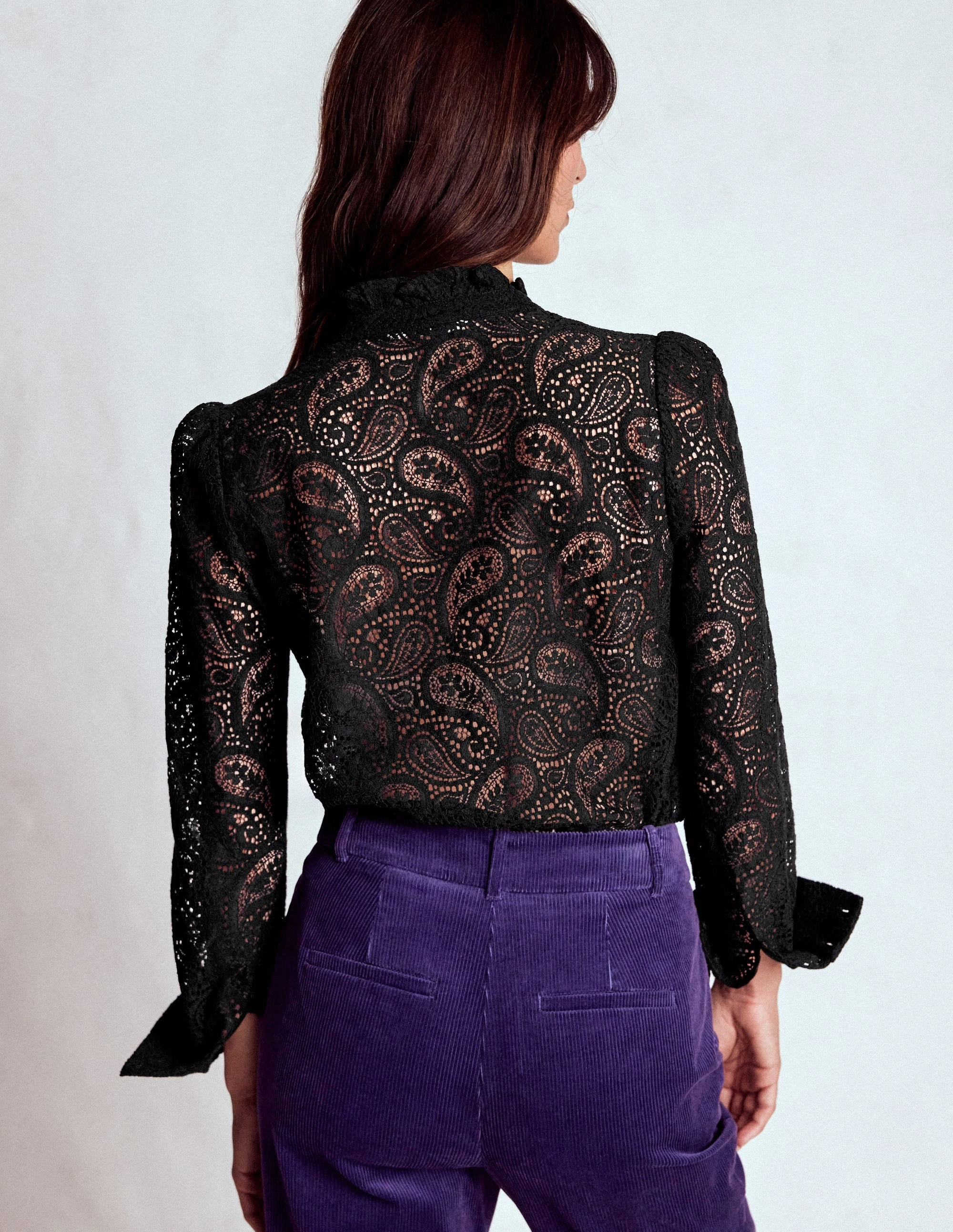 Sasha Lace Top-Black Stain Repellent Coating Antibacterial