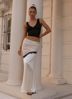 Non Restrictive Weekend Fashion Duet Lace Maxi Skirt - Ivory