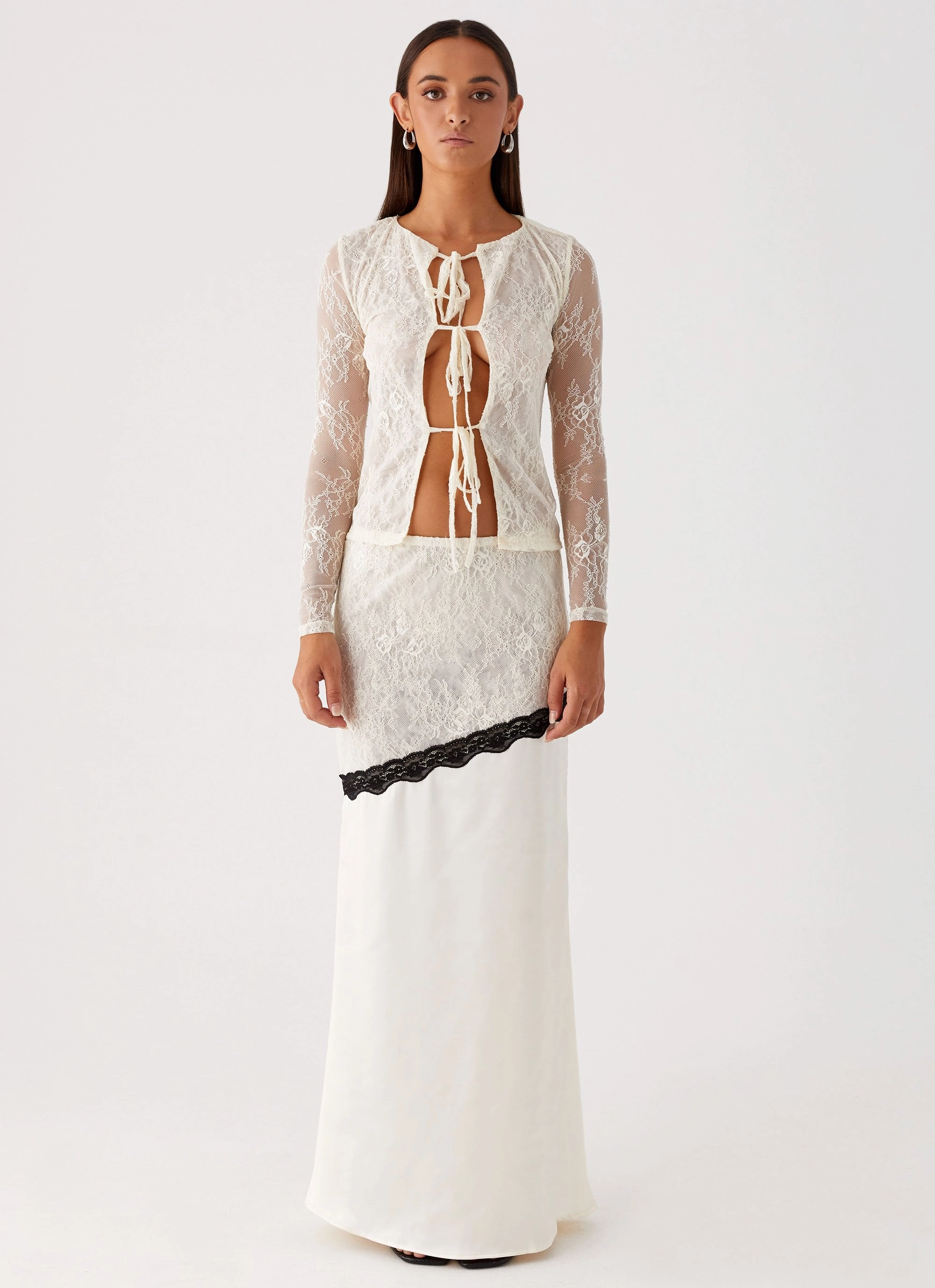 Duet Lace Maxi Skirt - Ivory Media Feature Smart Look