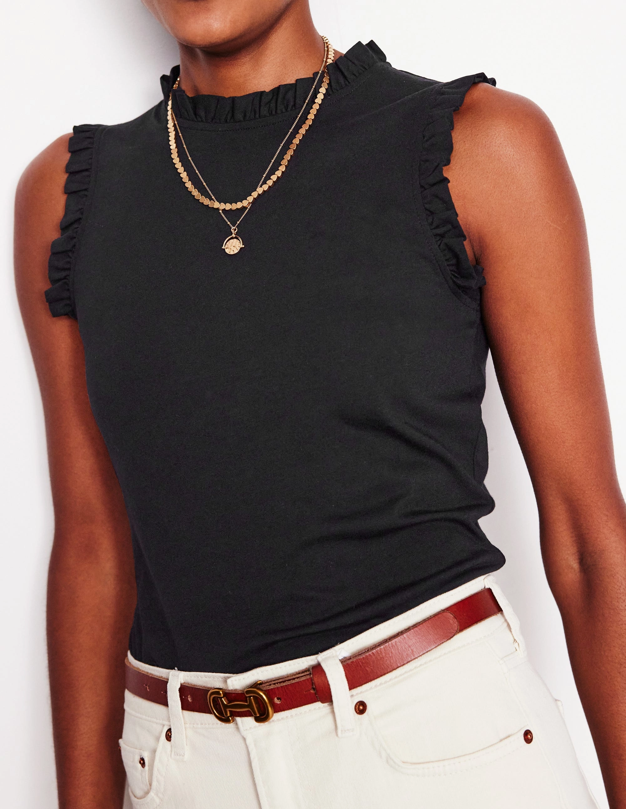 Supersoft Frill Detail Vest-Black AbrasionResistant Fabric