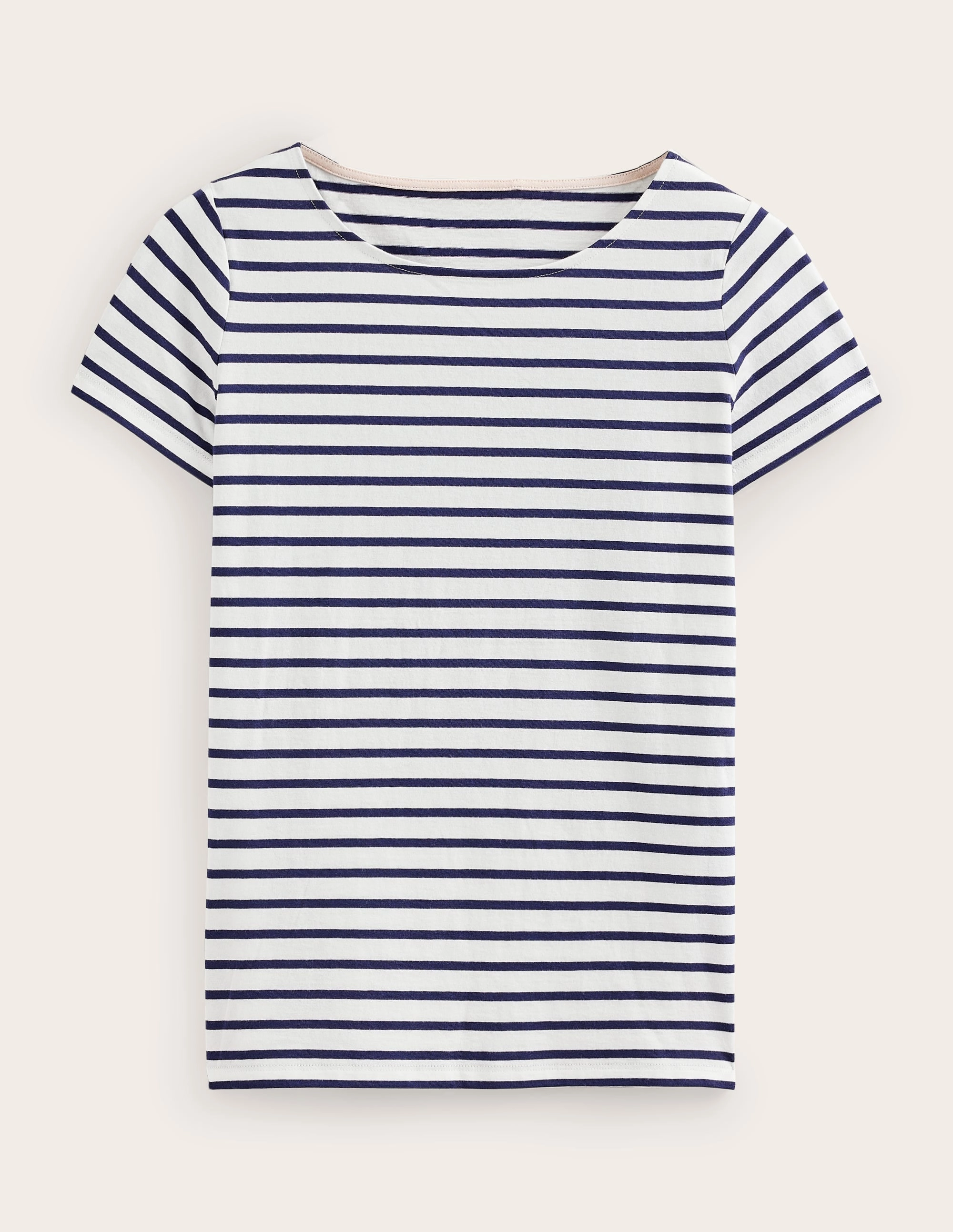 Ella Short Sleeve Breton-Ivory, Navy MoistureManagementSystem