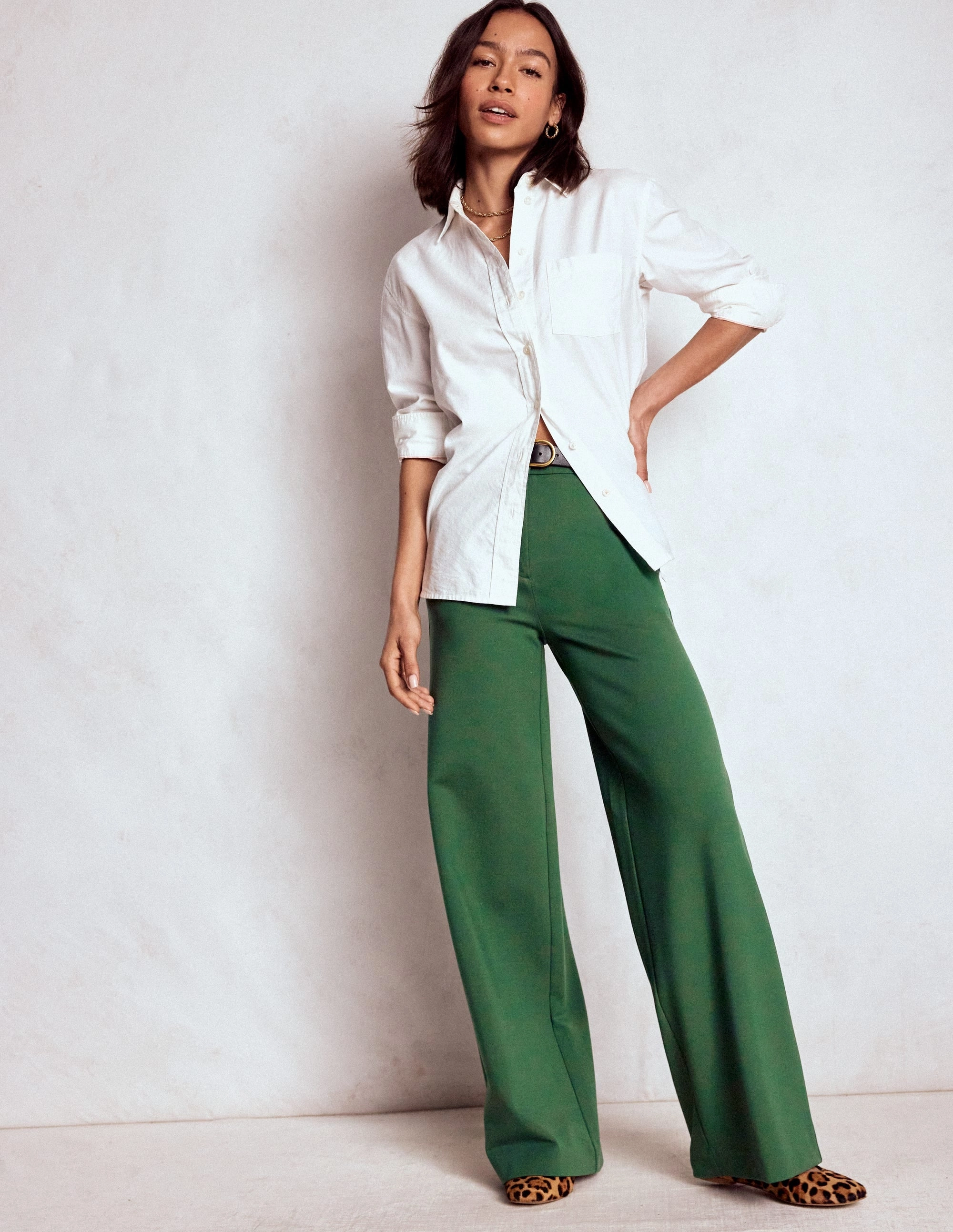 Smart Fit Belgravia Ponte Trousers-Hunter Green