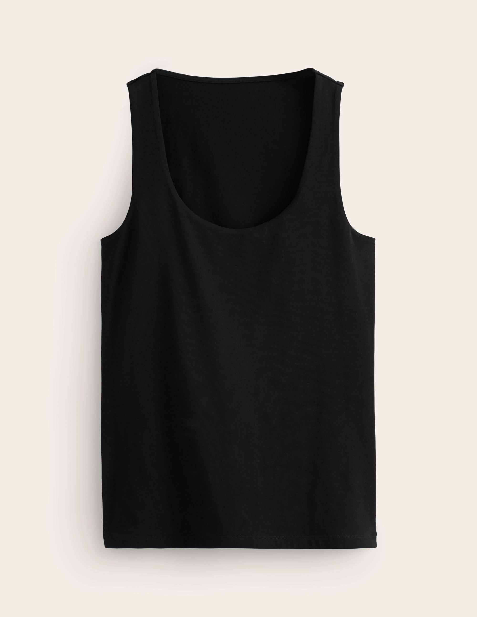 Anti Pill Finish DoubleLayeredFabric Double Layer Scoop Neck Vest-Black