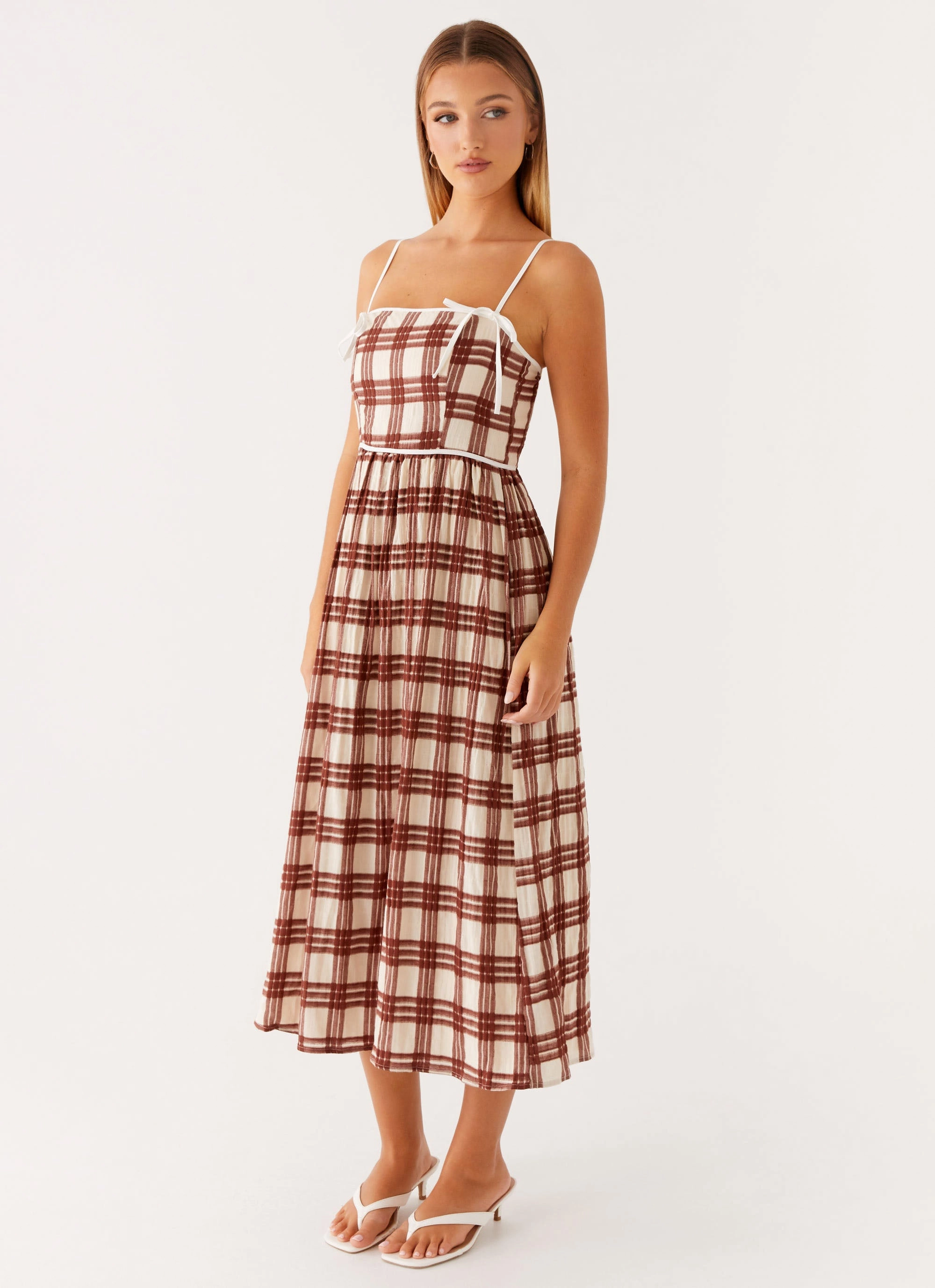 Underwire-Support Shyanne Midi Dress - Chocolate Check