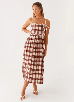 Shyanne Midi Dress - Chocolate Check Quilted-Lining