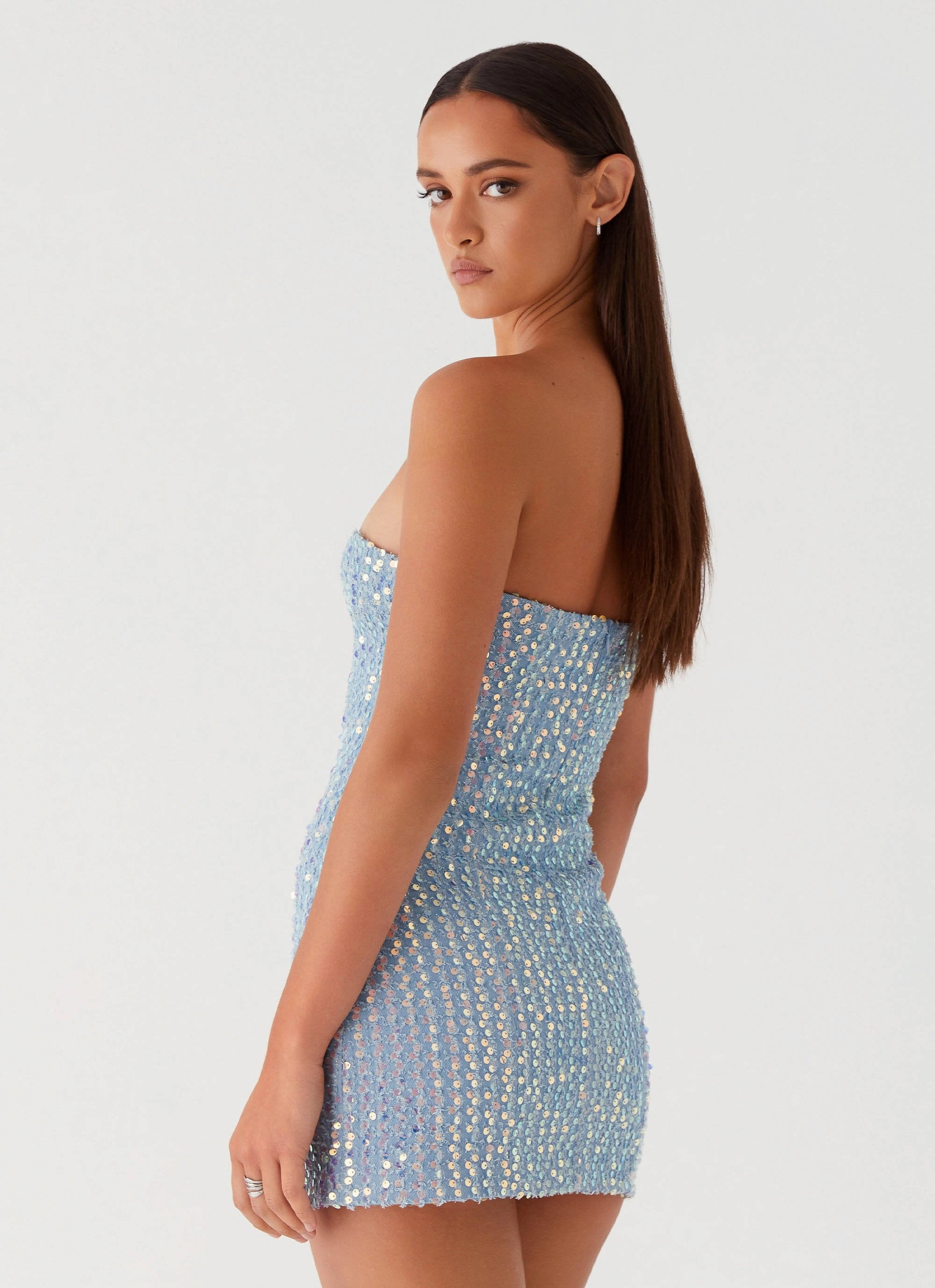 Disturbia Sequin Mini Dress - Sequin Denim Romance Soul Sporty Look