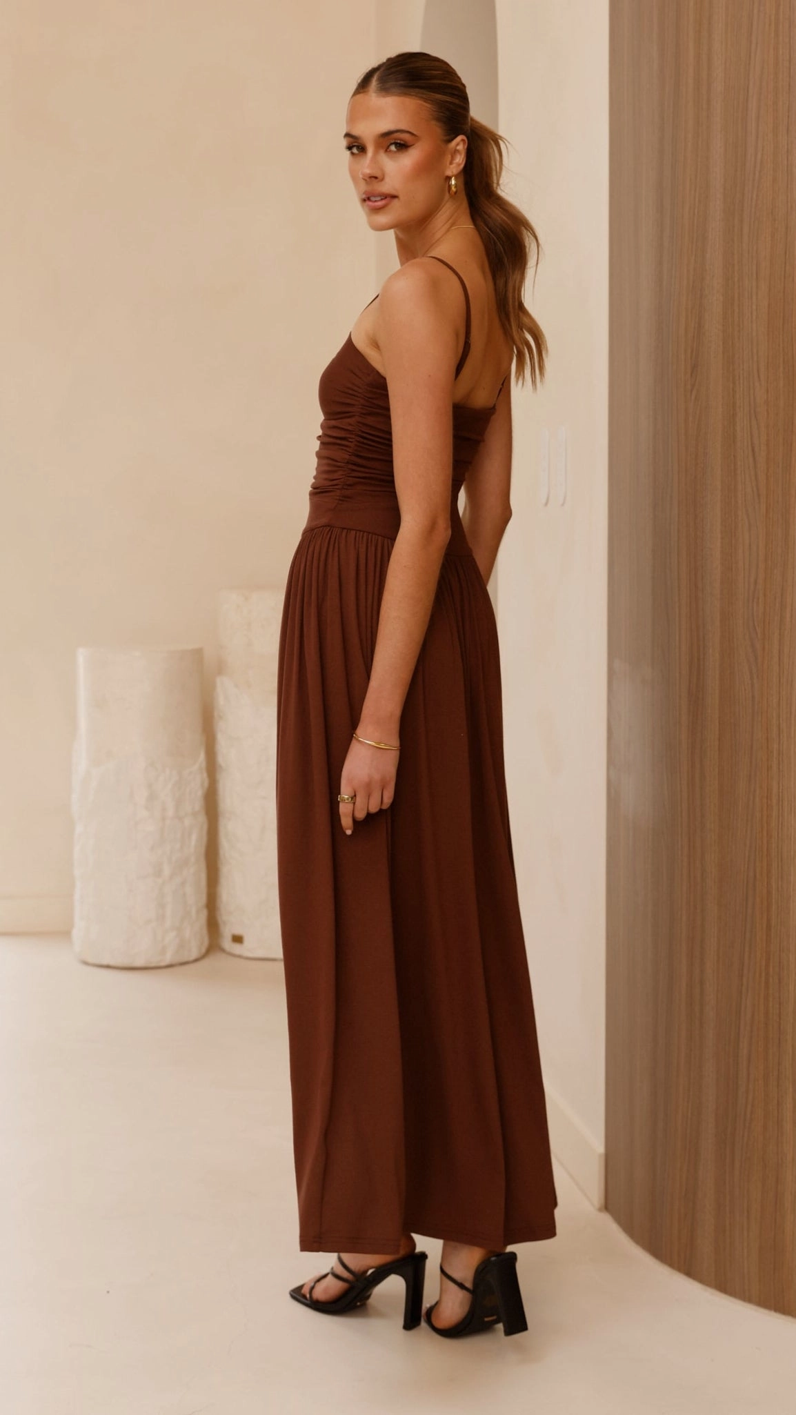 Libertine Maxi Dress - Chocolate Silky Surface