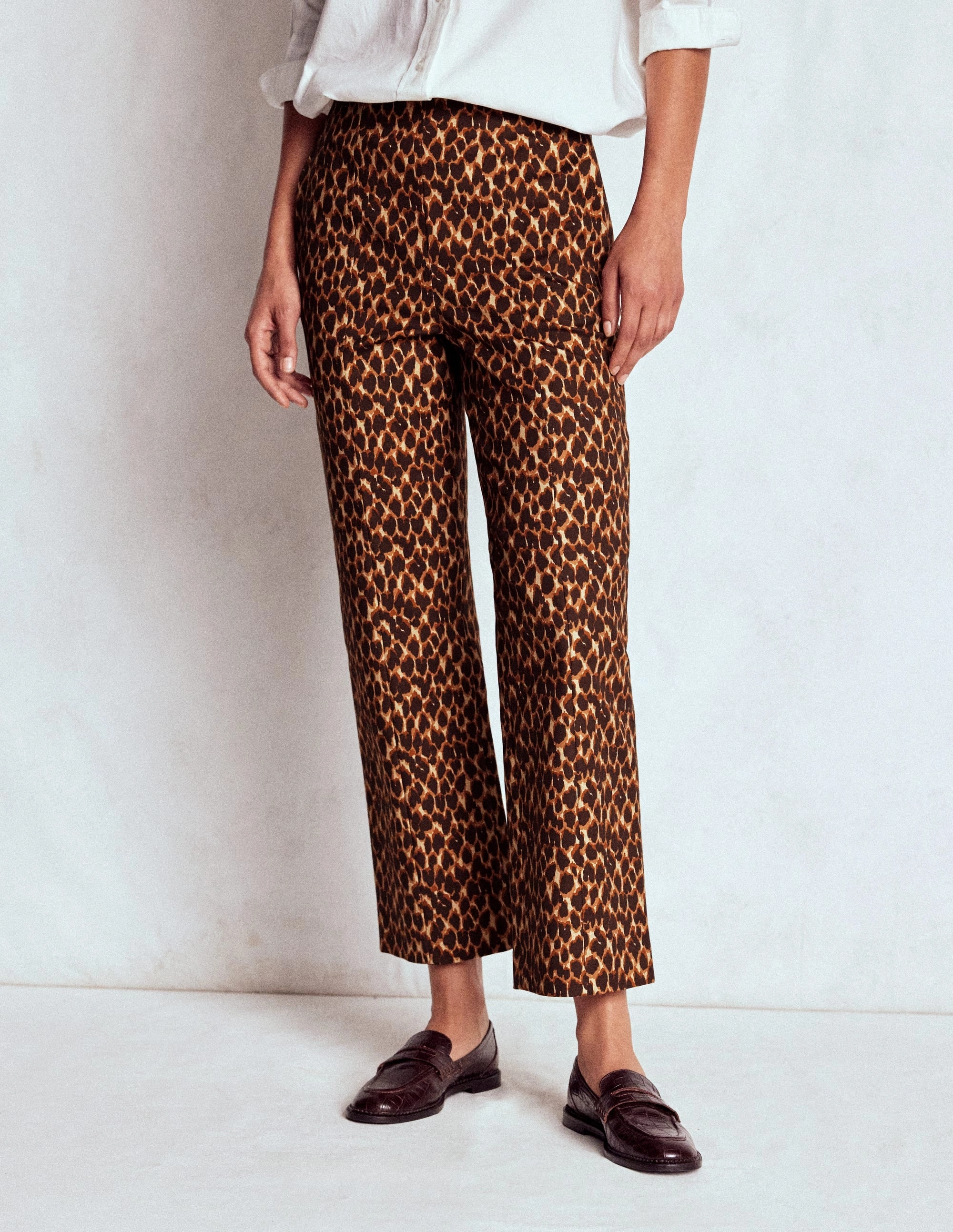 Smart 7/8 Trousers-Multi, Abstract Leopard wrinkle free