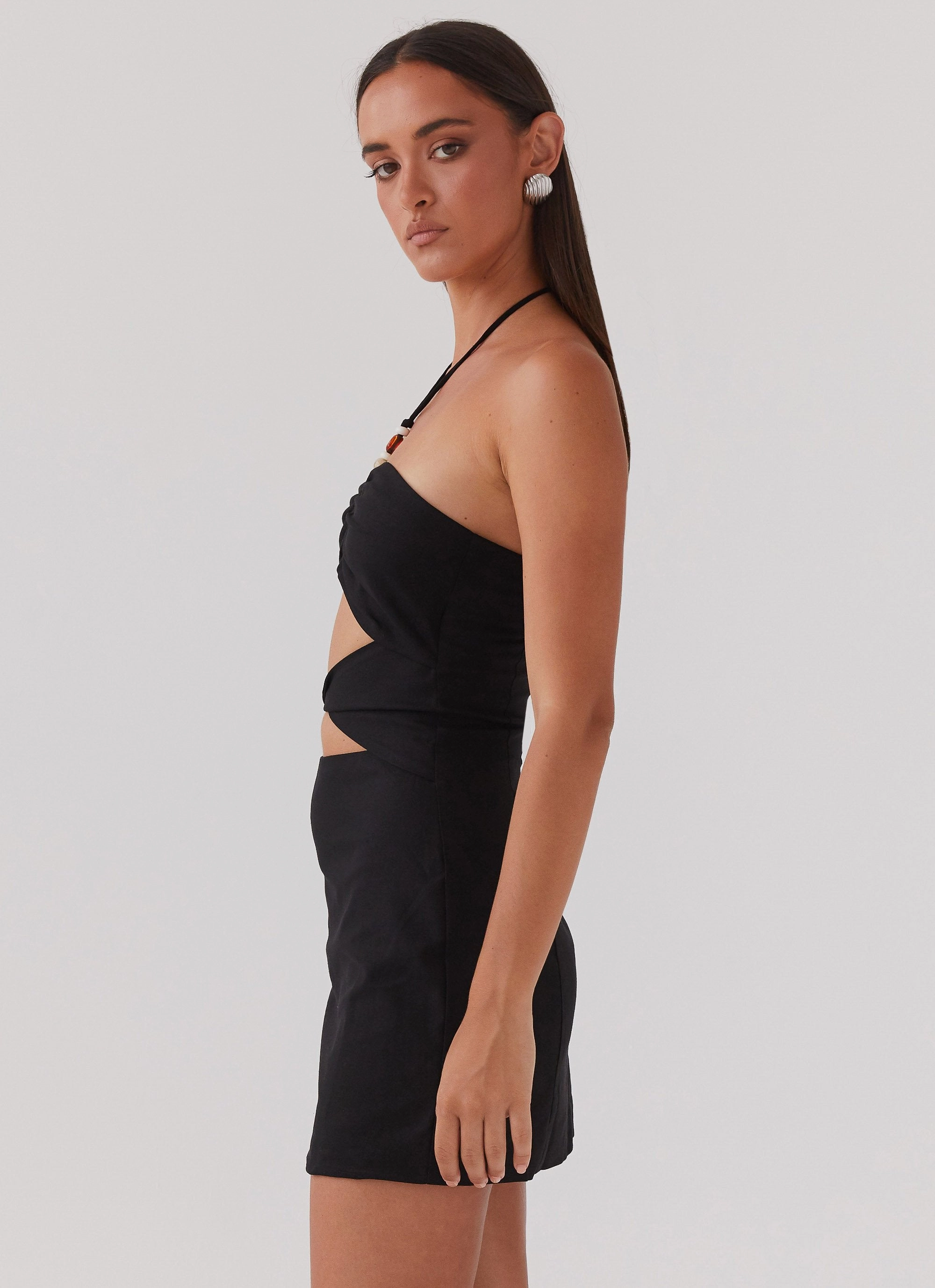 Clean Lines Starry Sands Linen Mini Dress - Black