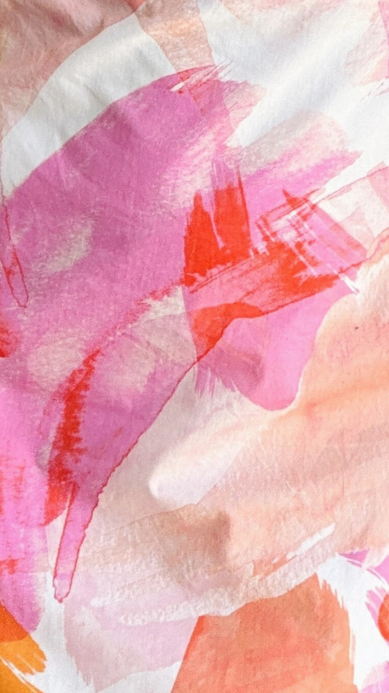 Button Accent Breeze Flow Ebbe Mini Dress - Pink Print