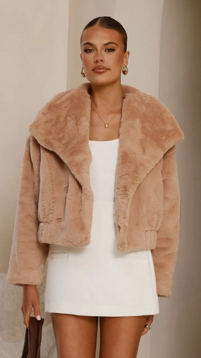 Tulum Crop Jacket - Camel Odor Resistant Tech Water Resistant