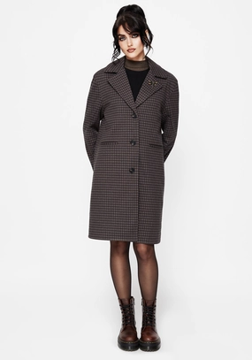 Pilgrim Gingham Coat With Dragonfly Brooch Cozy Texture