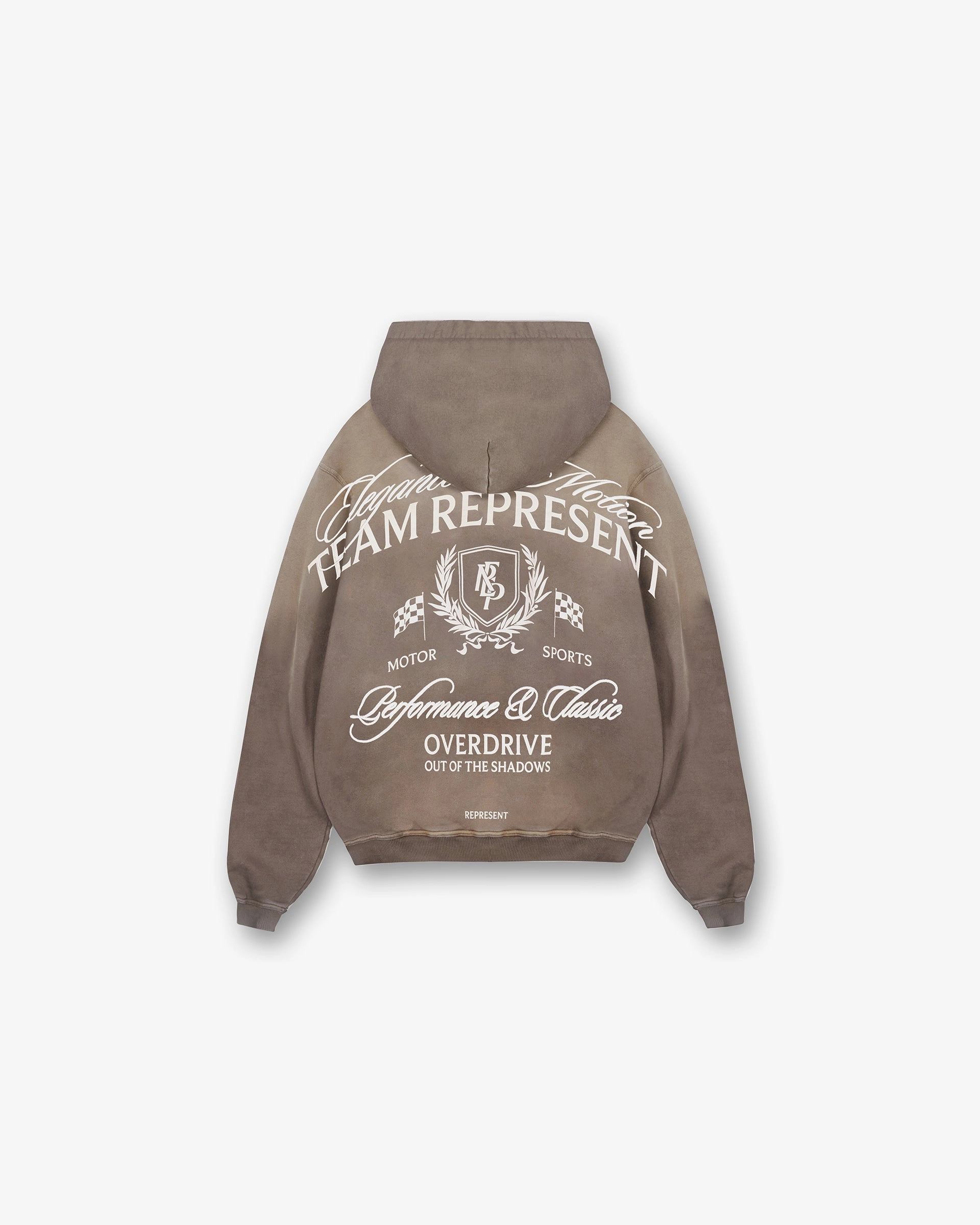 Crest Zip Up Hoodie - Dark Taupe Brushed Fleece Interior