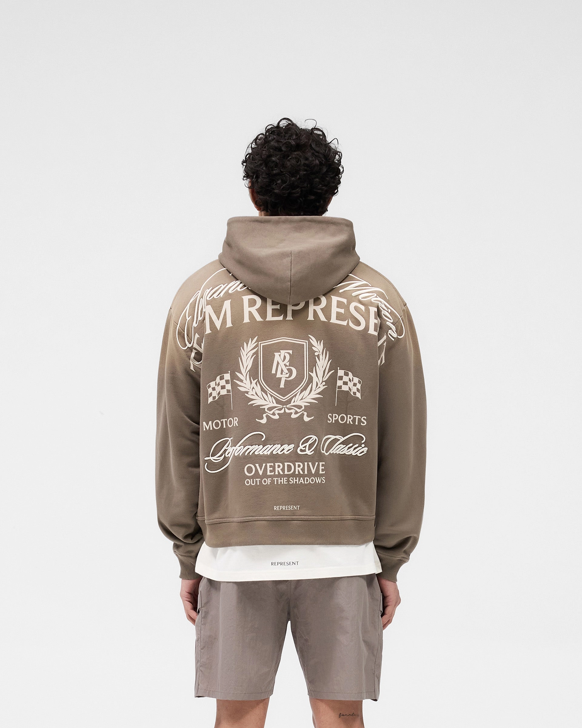 Crest Zip Up Hoodie - Dark Taupe Stain Resistant Sweat Resistant Interior