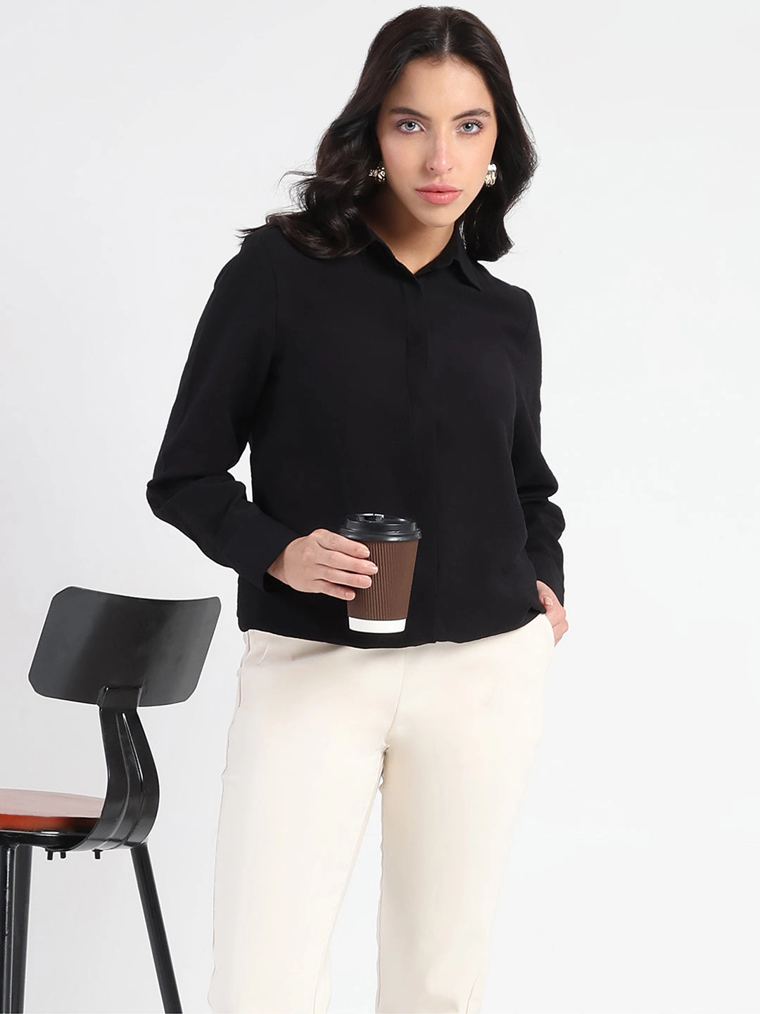 birthday celebration Madame Black Rayon Blend Shirt