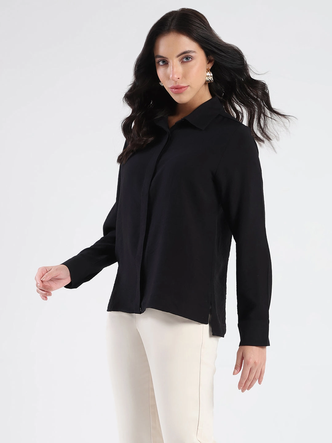 Mountain Retreat Madame Black Rayon Blend Shirt